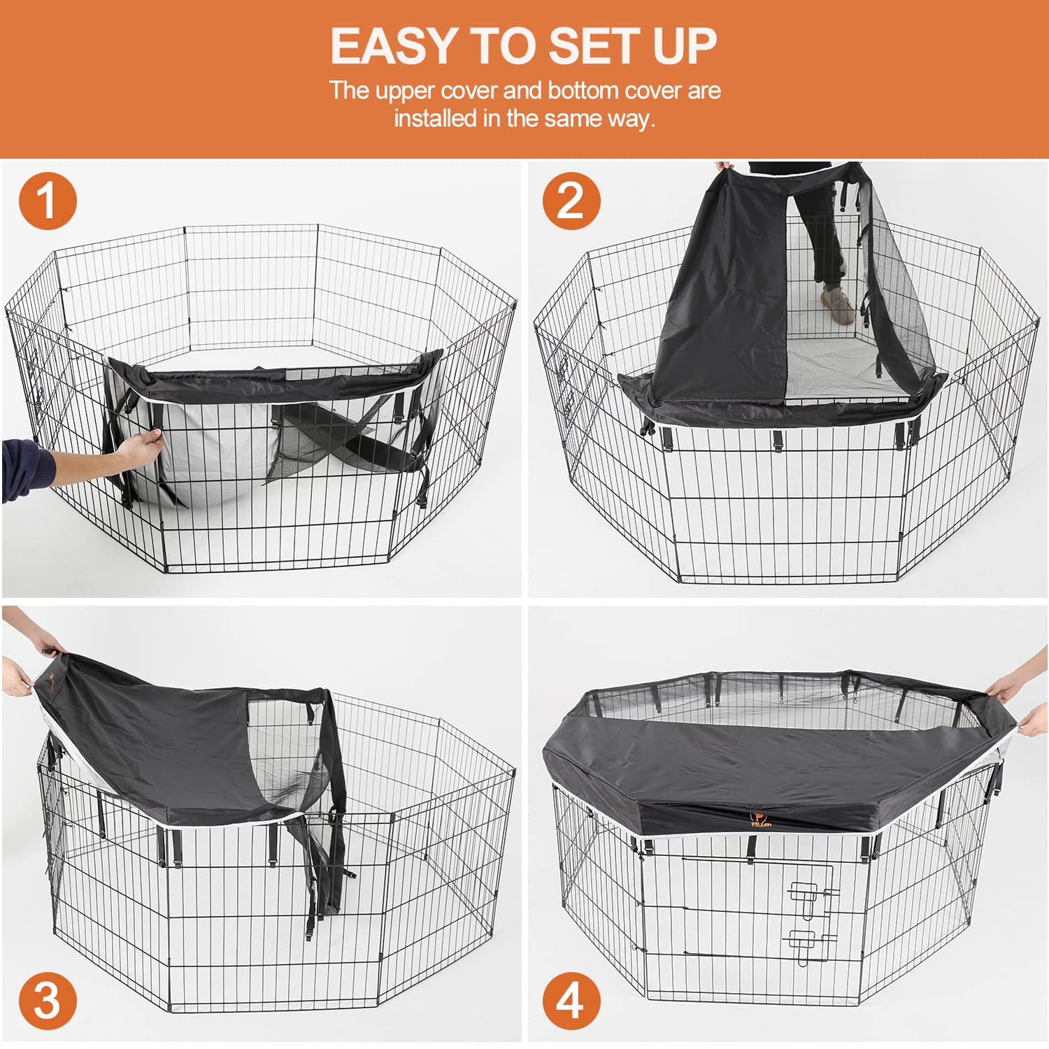Pjyucien Mesh Top Cover - Fits 8 Panels 24 Inch Width Plastic/Metal Pet Pen Octagonal Dog Playpen (Note: Only Pen Top Cover, No Playpen!!!)