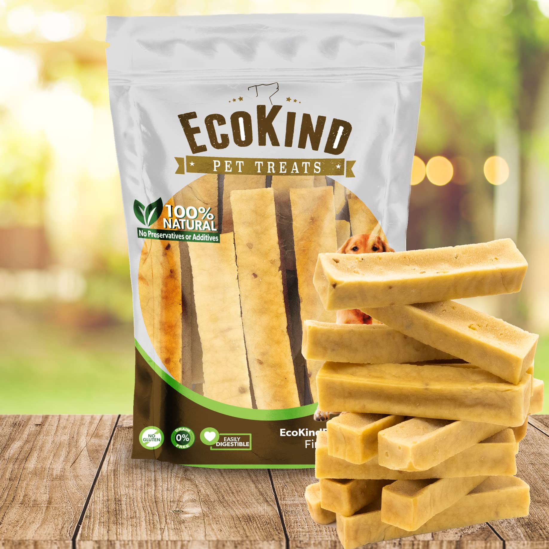EcoKind Premium Gold Yak Cheese Himalayan Dog Chews, Dog Treats Large Breed, All Natural, High Protein Chew, Peanut Butter, Larg