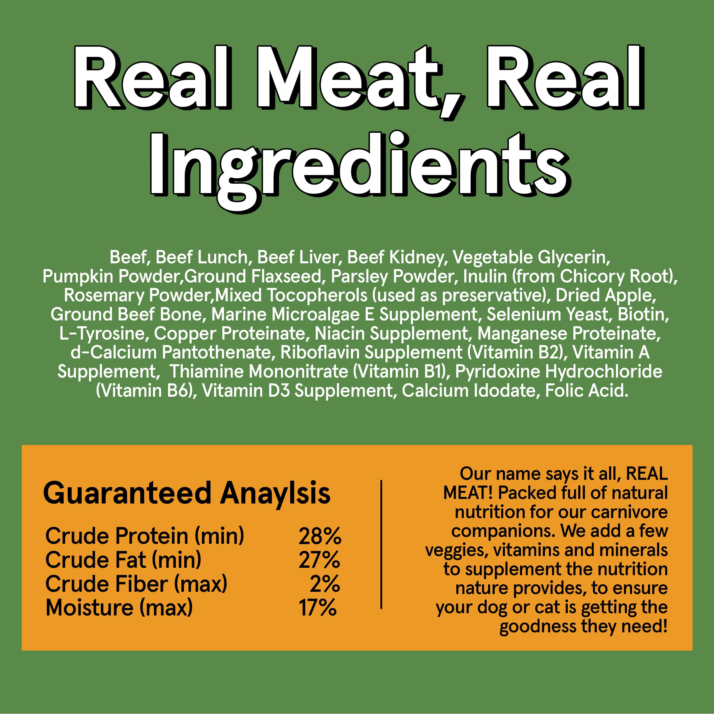Real Meat Air Dried Dog Food w/ Real Beef - 10lb Bag of USA-Crafted Grain-Free, High Protein Dog Food