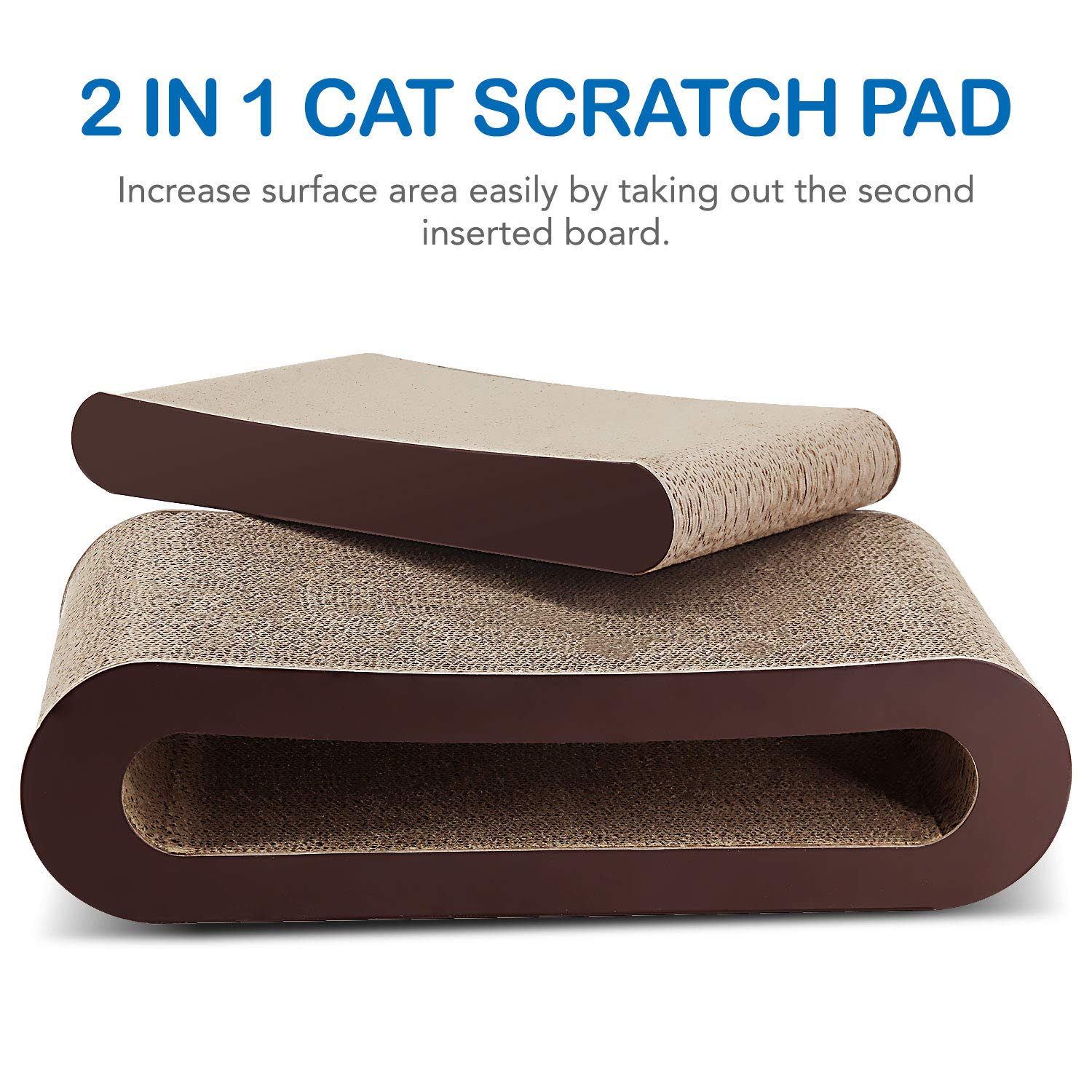 Fluffydream 2In1 Cat Scratcher Cardboard Lounge Bed, Cat Scratching Board, Durable Board Pads Prevents Furniture Damage