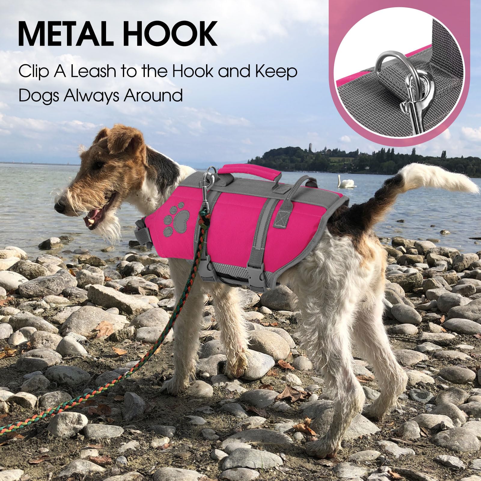 Queenmore Large Dog Life Vest For Swimming, Xl Dog Life Jacket With Hoook/Handle, Big Dog Floating Vest For Pool