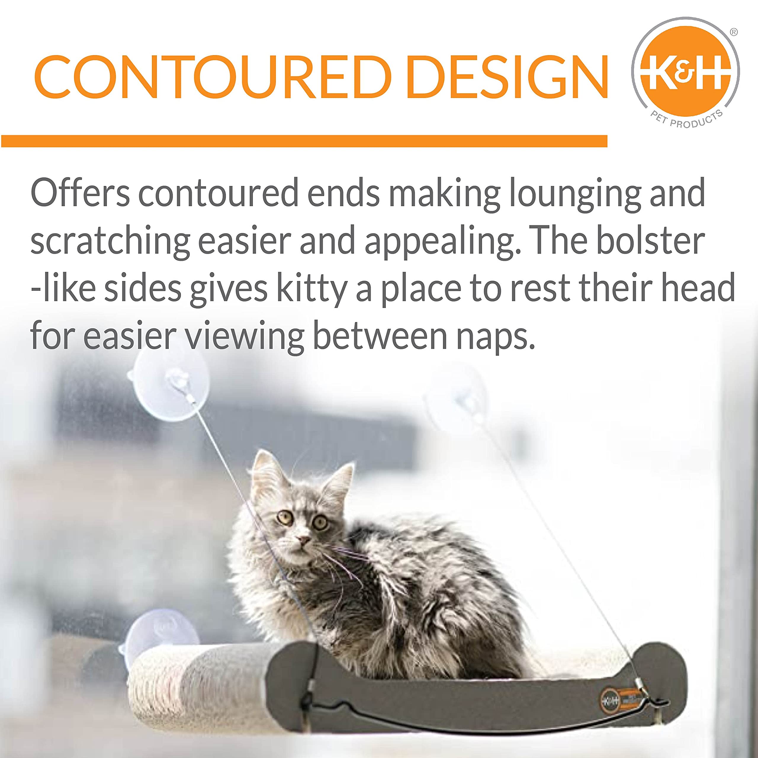 K&H Pet Products Ez Mount Cat Scratcher Kitty Sill Window Sill Cat Bed, Cat Window Bed Cat Furniture Cat Window Hammock, Sturdy Cat Window Perch For Large Cats, Cat Hammock For Window Cat Perch