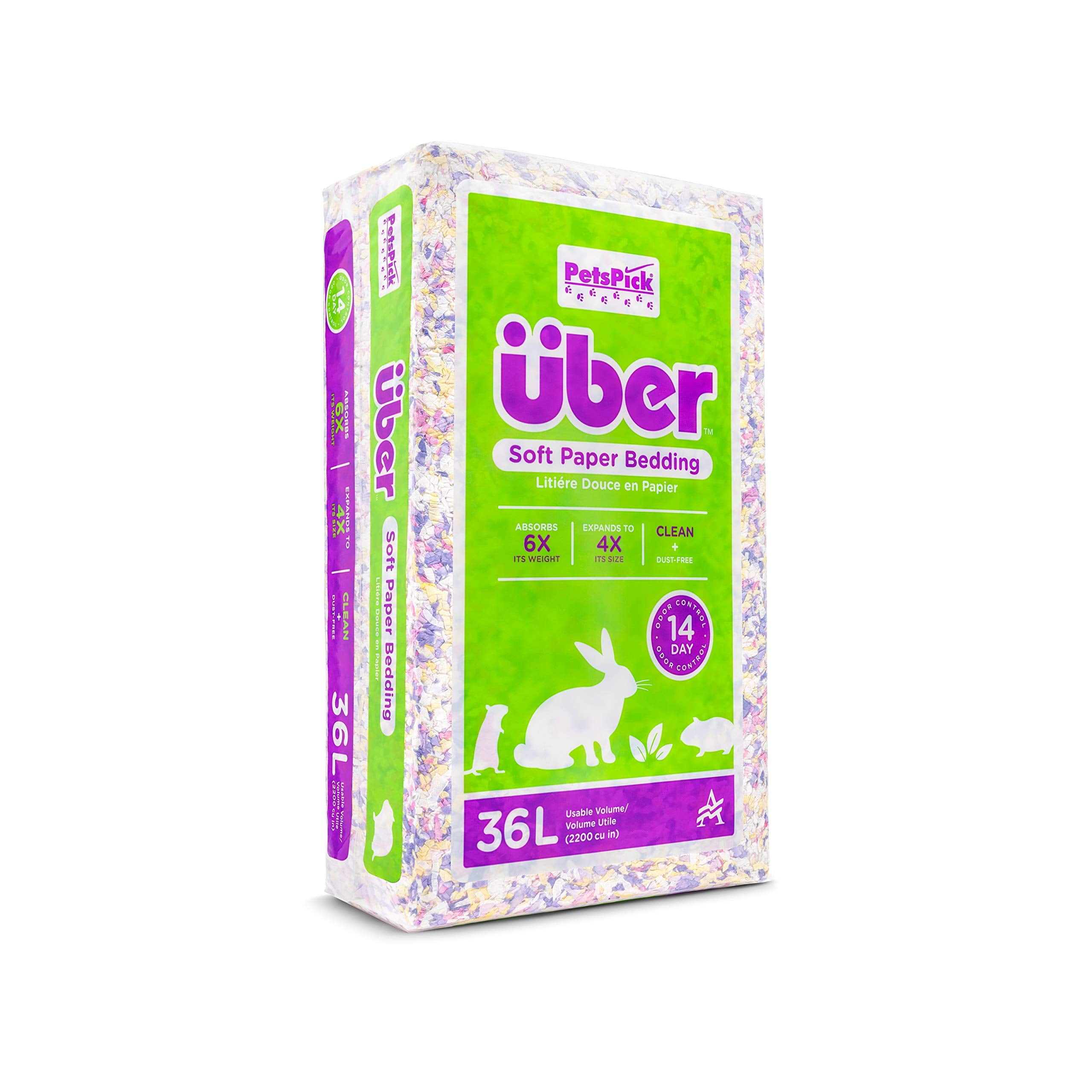PETSPICK Uber Soft Paper Pet Bedding for Small Animals, Pastel Confetti, 36L