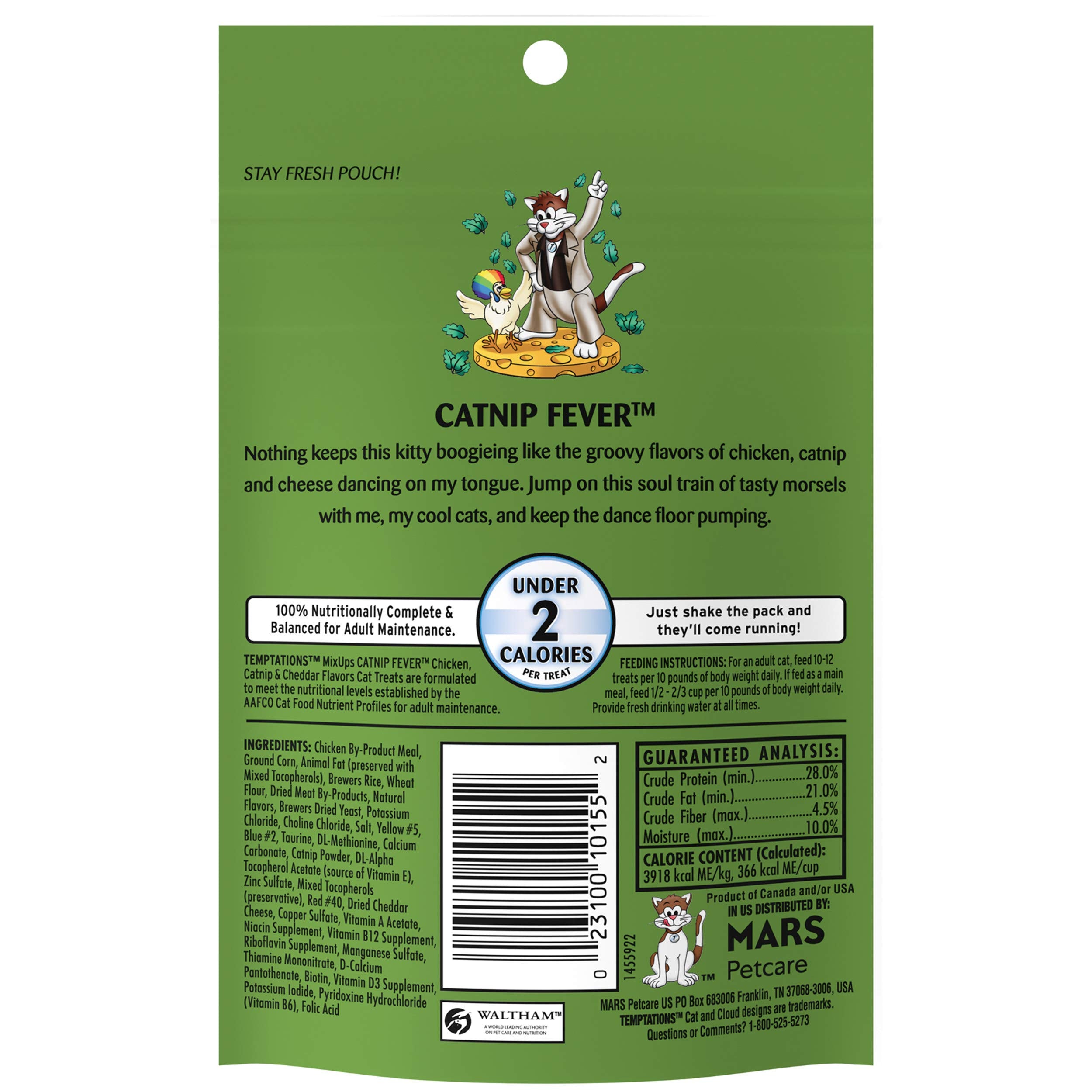 Temptations MixUps Crunchy and Soft Cat Treats, Catnip Fever Flavor, (12) 3 oz. Pouches