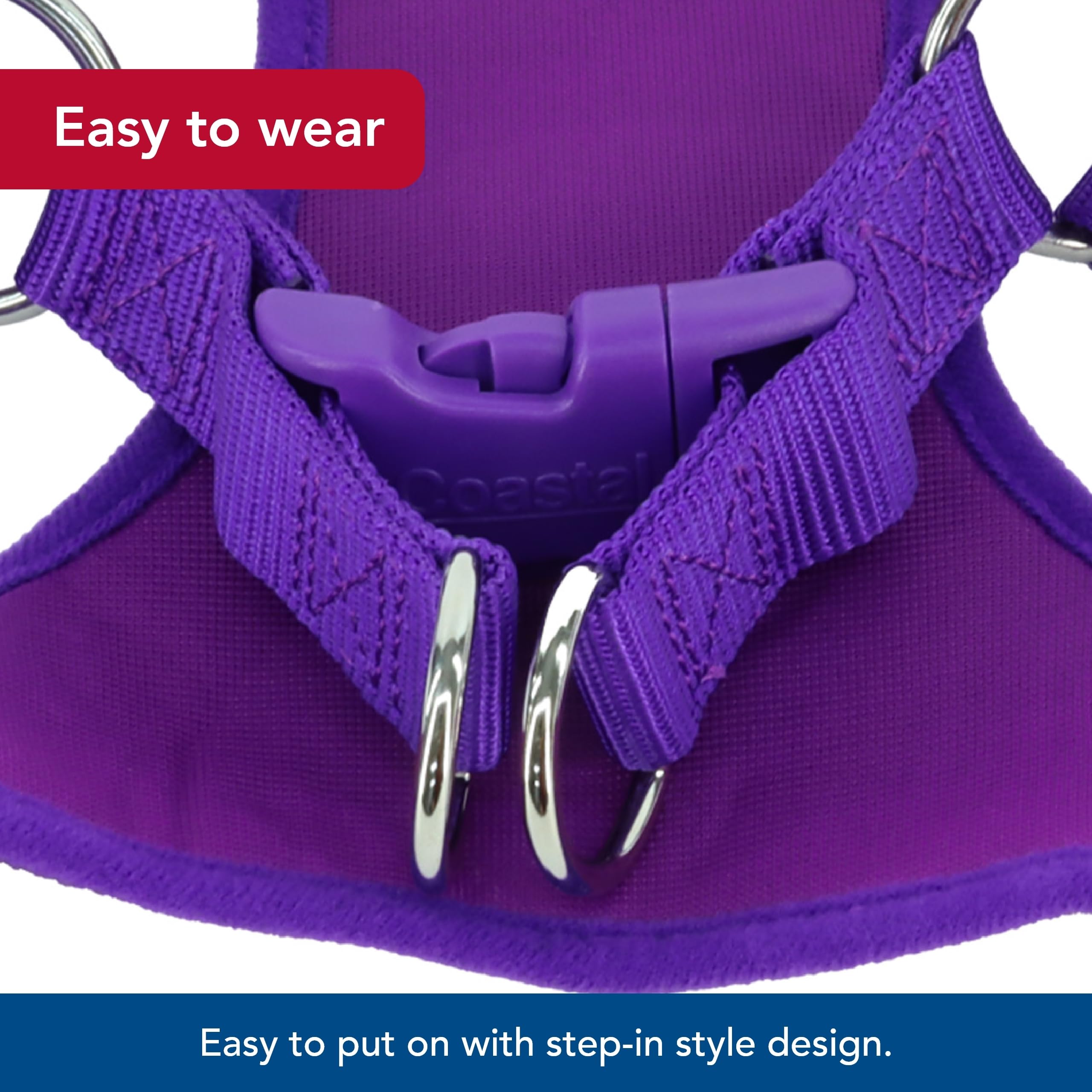 Coastal Pet Comfort Soft Wrap Adjustable Dog Harness - Comfortable Harness For Dog - Adjustable Fit - Easy Step-In Design - Breathable Fabric Mesh - Orchid, 3/8' X 11'-13'