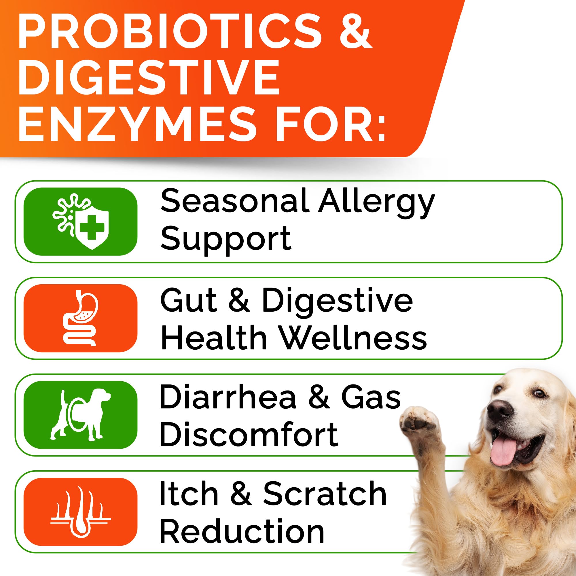 STRELLALAB Dog Probiotics Chews for Digestive Health & Gut Support with Yeast and Enzymes - Anti Gas, Diarrhea and Upset Stomach