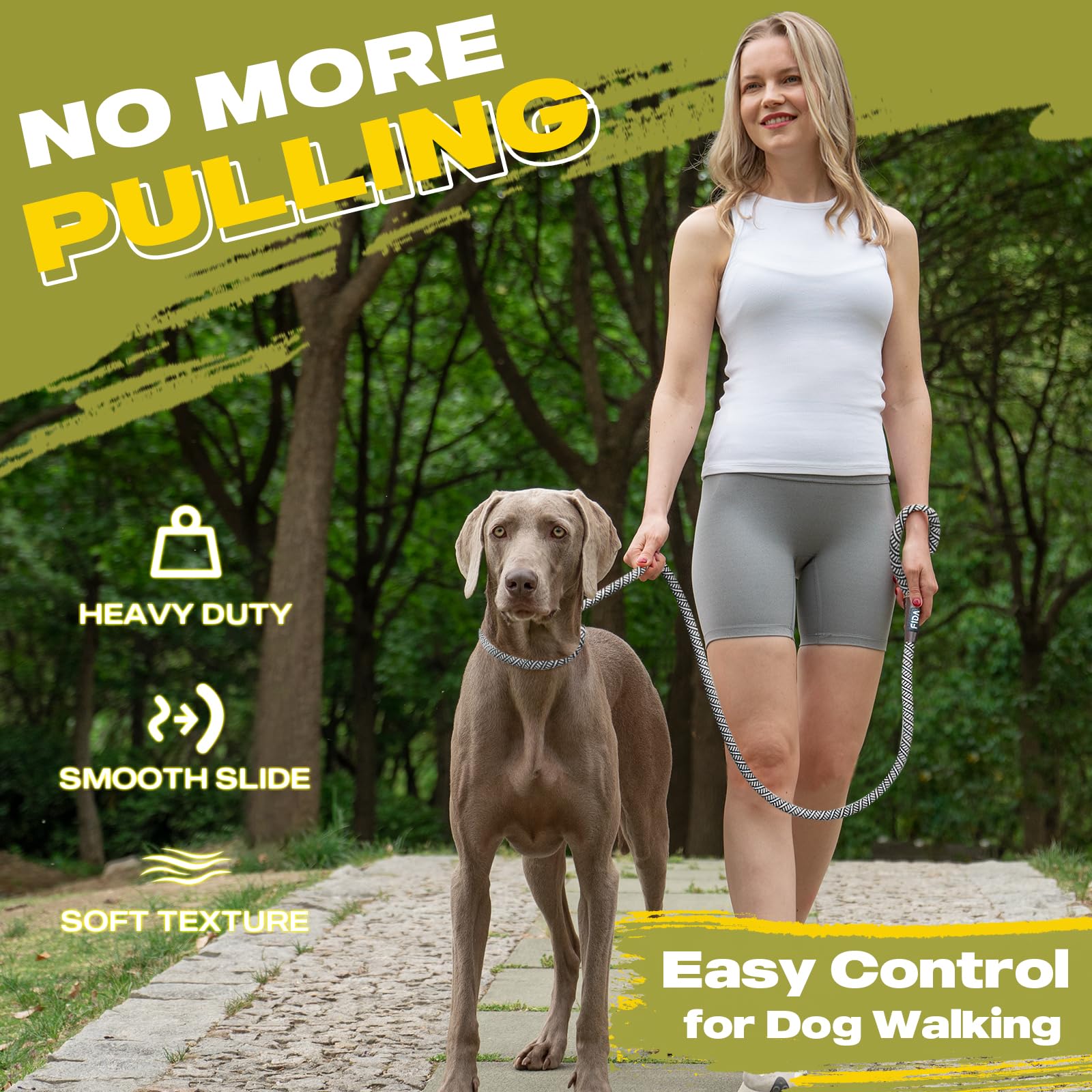 Fida Durable Slip Lead Dog Leash, 6 Ft X 1/2'' Heavy Duty Dog Loop Leash, Comfortable Strong Rope Slip Leash For Large, Medium D