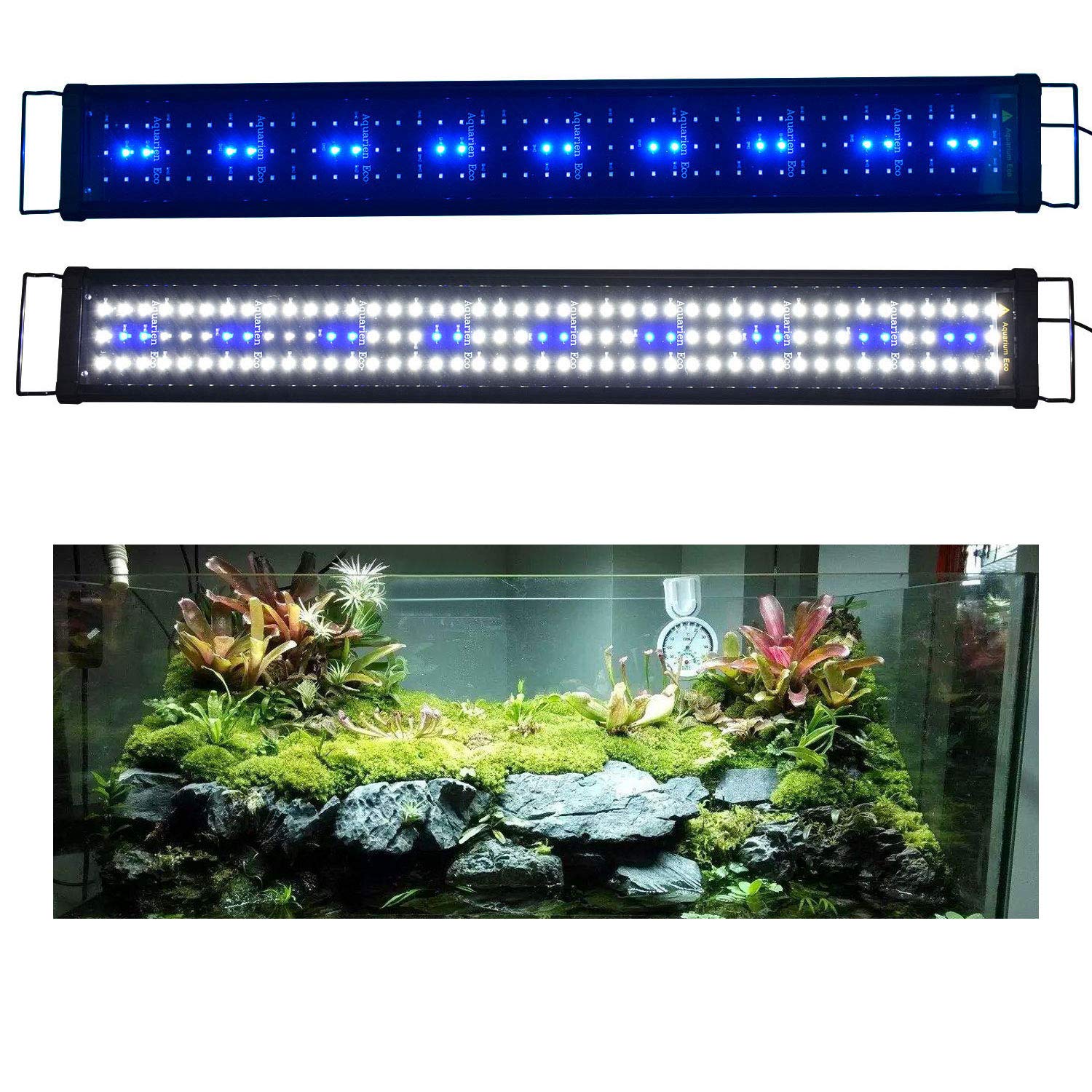 Kzkr Aquarium Hood Lighting Fish Tank Light 36 Inch - 46 Inch For Freshwater And Saltwater Blue And White Light 90Cm - 115Cm