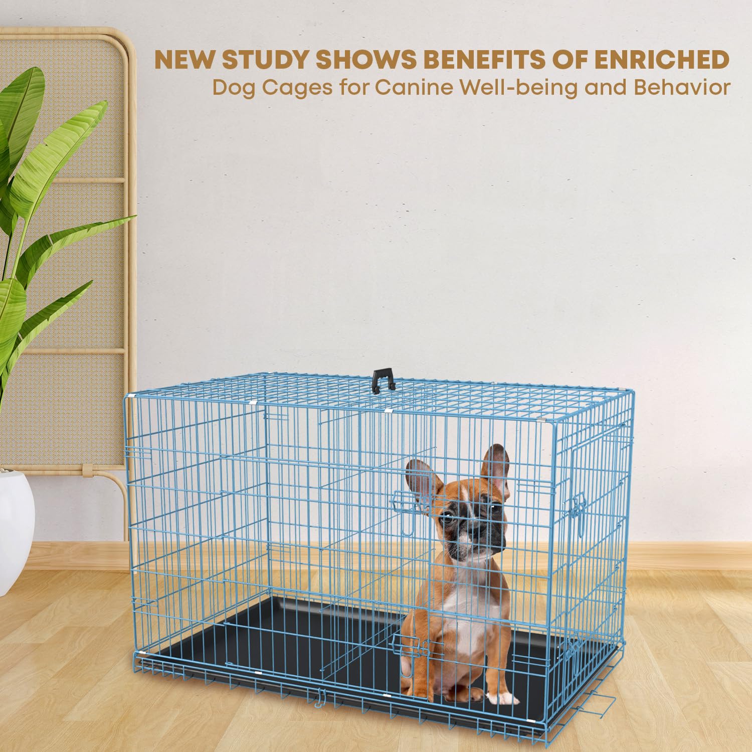 36,42,48 Inch Dog Crate For Large Dogs Dog Cage Dog Kennel Pet Crate Folding Metal Pet Cage Double Door Leak-Proof Plastic Tray