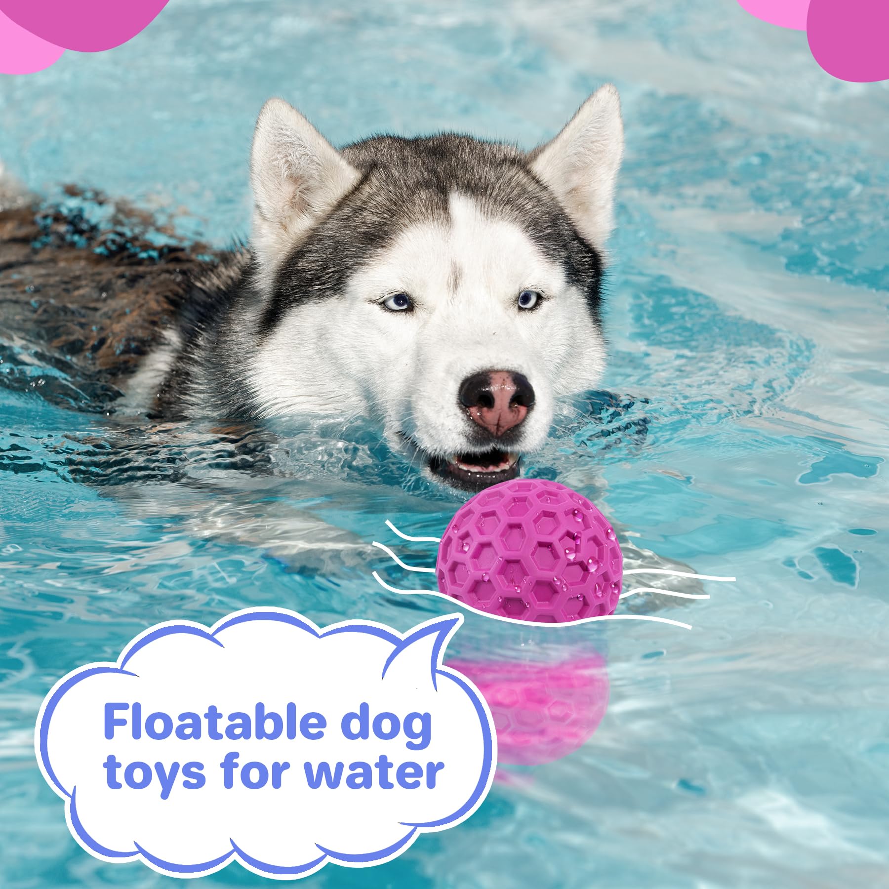 DISSKNIC Interactive Squeaky Dog Balls, Dog Toys for Aggressive Chewers Large Breed for Relieving Anxiety, Tough Dog Chew Toys B