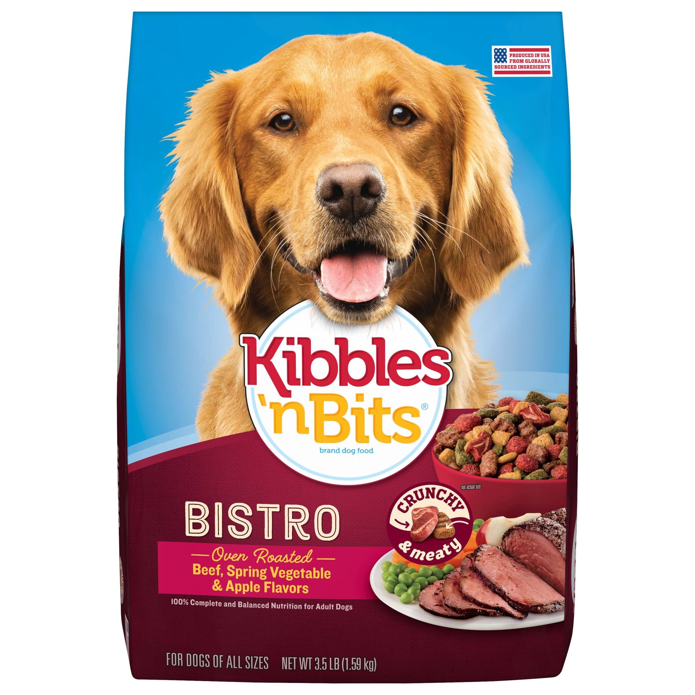 Kibbles N Bits Bistro Oven Roasted Beef Flavor Dry Dog Food, 3.5 Lb (Pack Of 4)