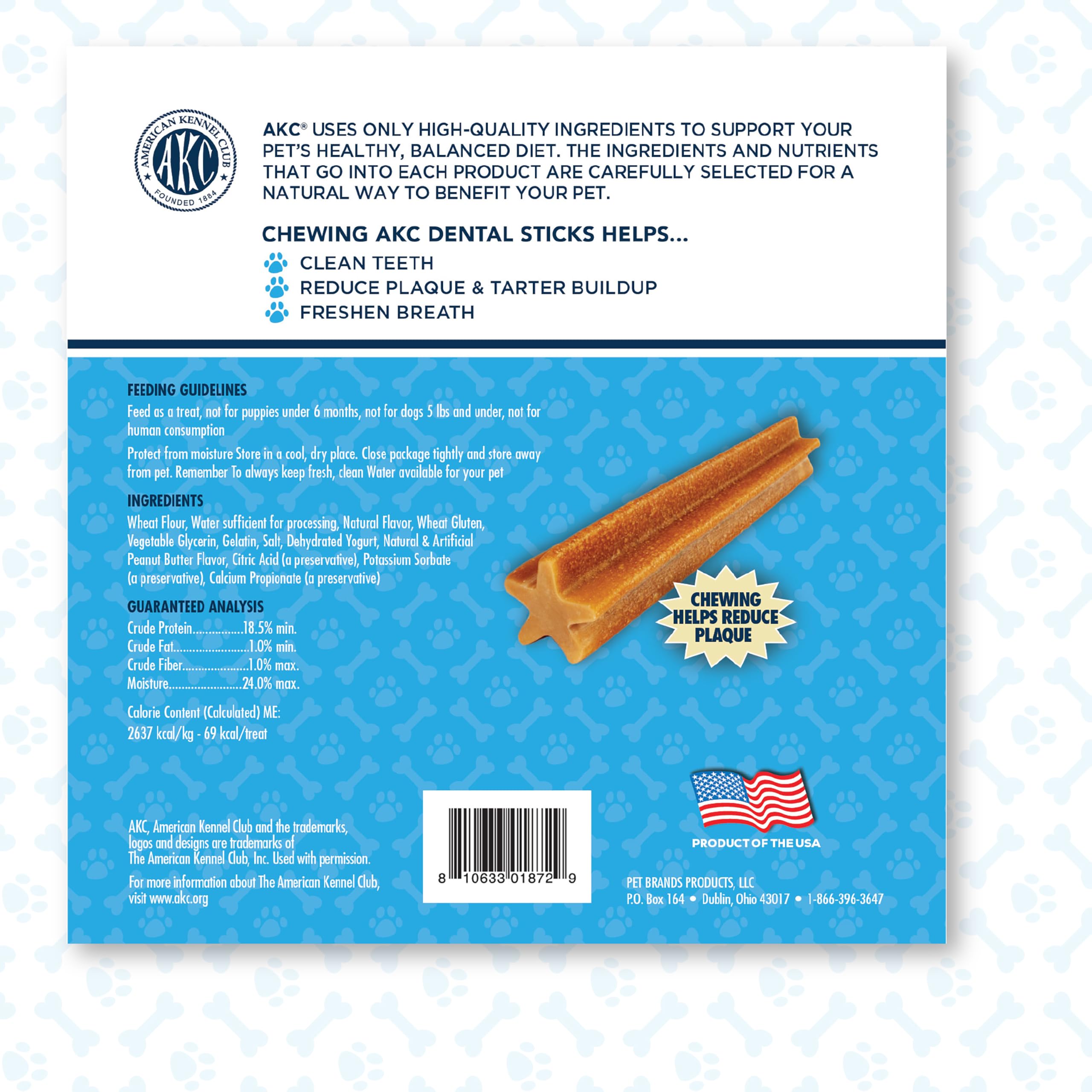 American Kennel Club Dentacare Yogurt and Peanut Butter Dental Dog Treats, Naturally Flavored, Good for Dog Dental Health, 20 Co