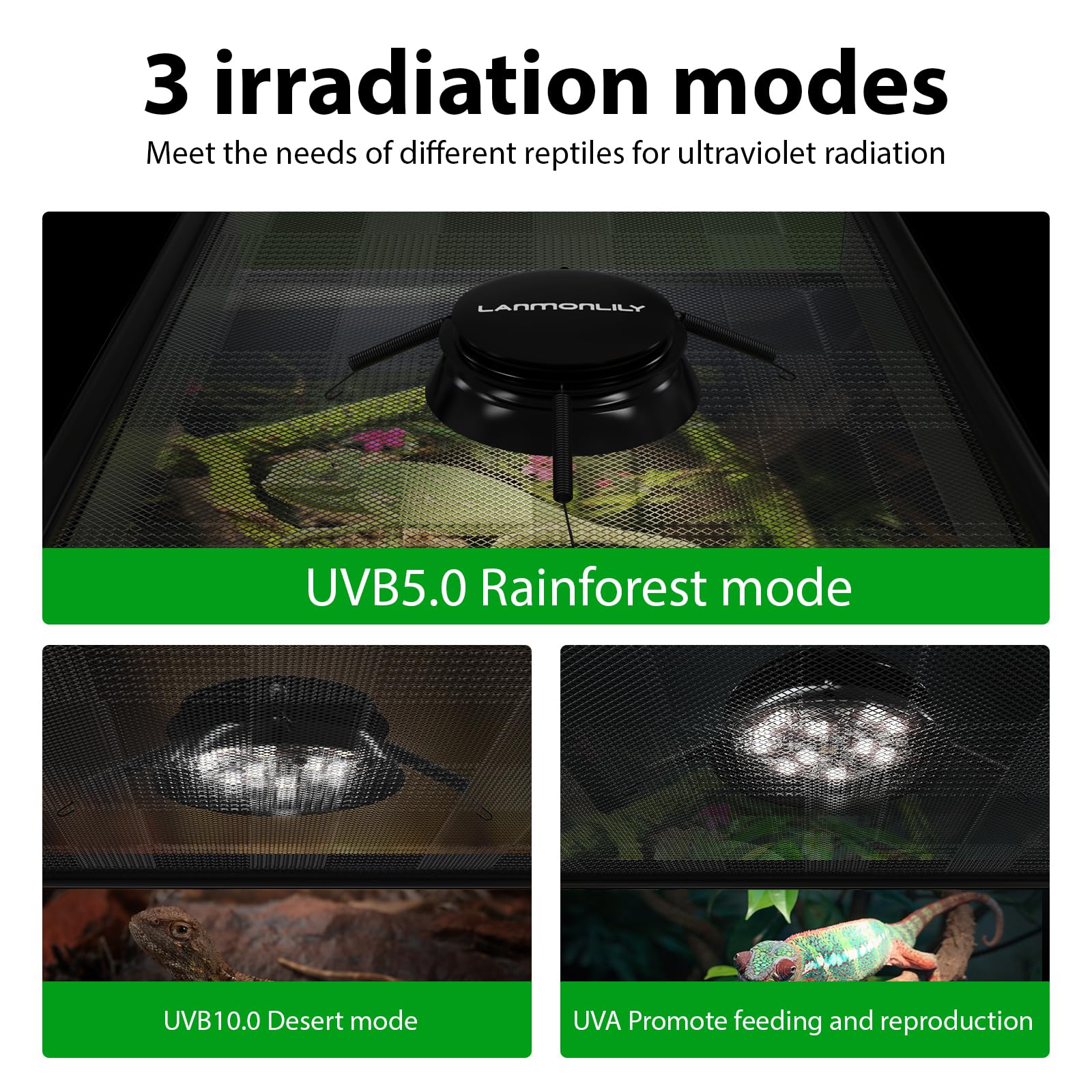 Alantop 6In Adjustable Uvb/Uva Reptile Light With Timer & Dimmer - For Reptiles For Rainforest & Desert Reptile, Python, Turtles