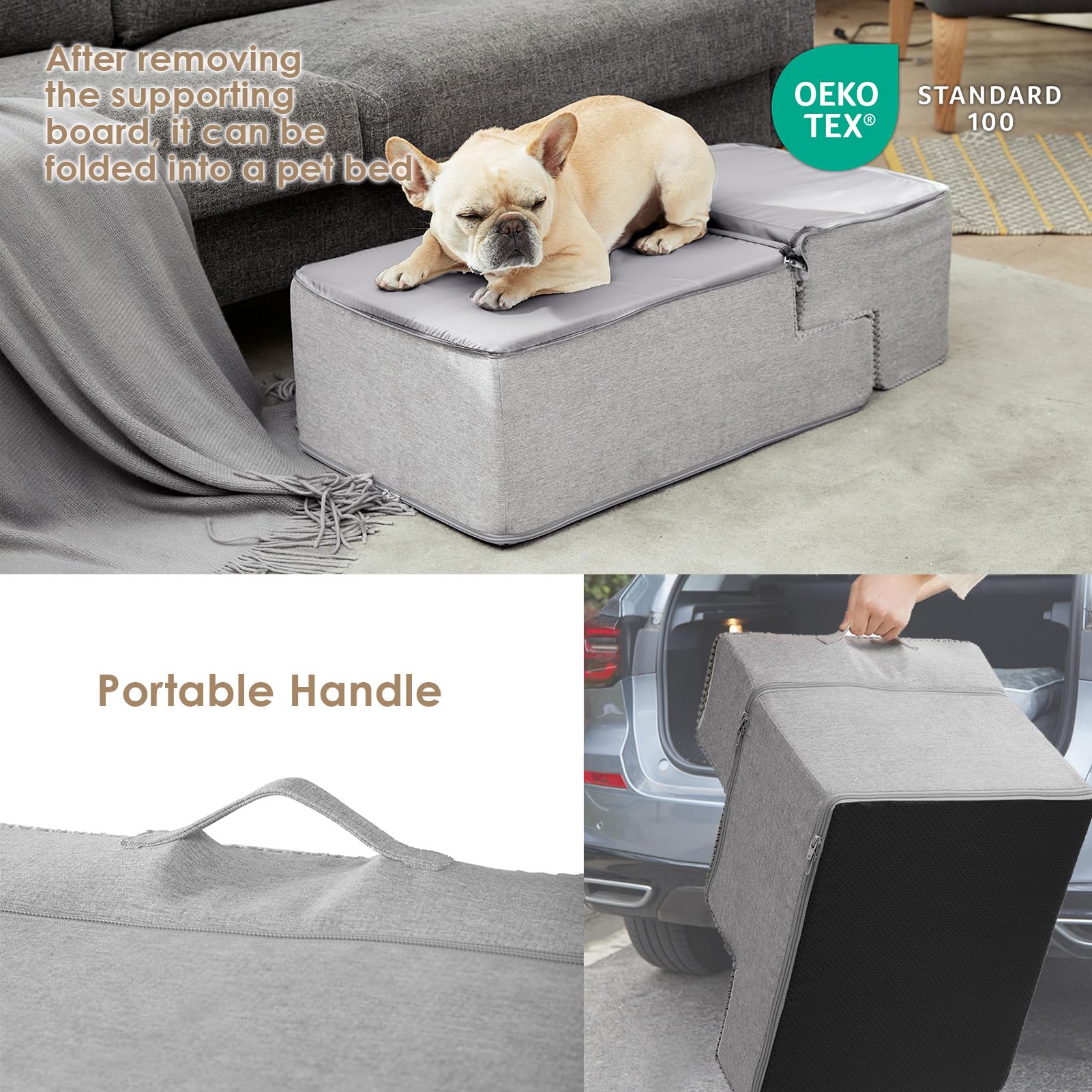 Eheyciga Dog Stairs For Bed 18   H, 4-Step Dog Steps For High Bed, Pet Steps For Small Dogs And Cats, Non-Slip Balanced Pet Ramp