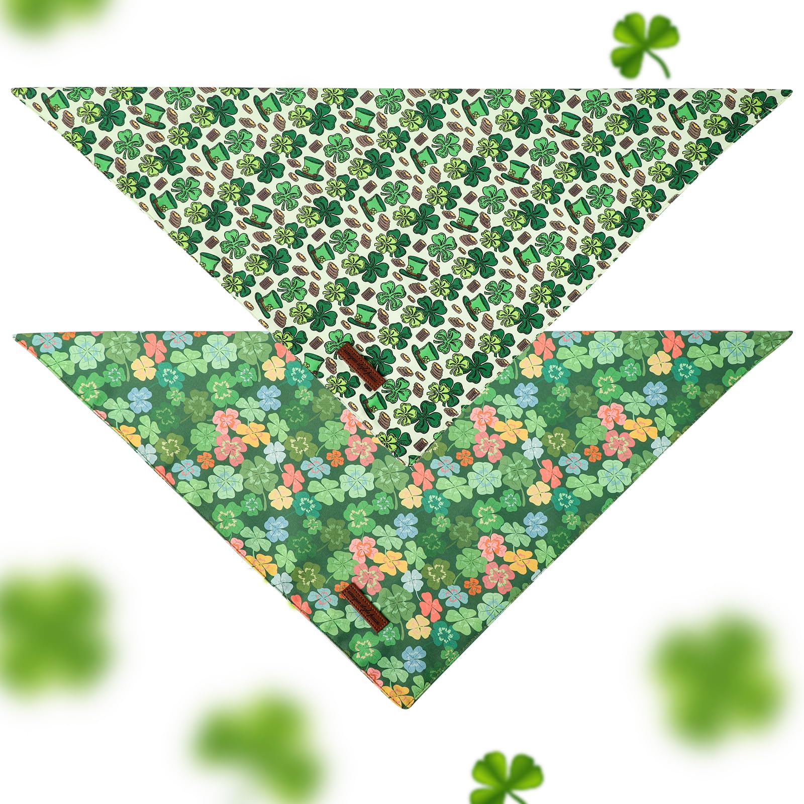 Unique Style Paws Dog St. Pat Bandanas 2Pcs Washable Cotton Triangle Colorful Clover Magic Hat Dog Scarfs For Small Medium Large