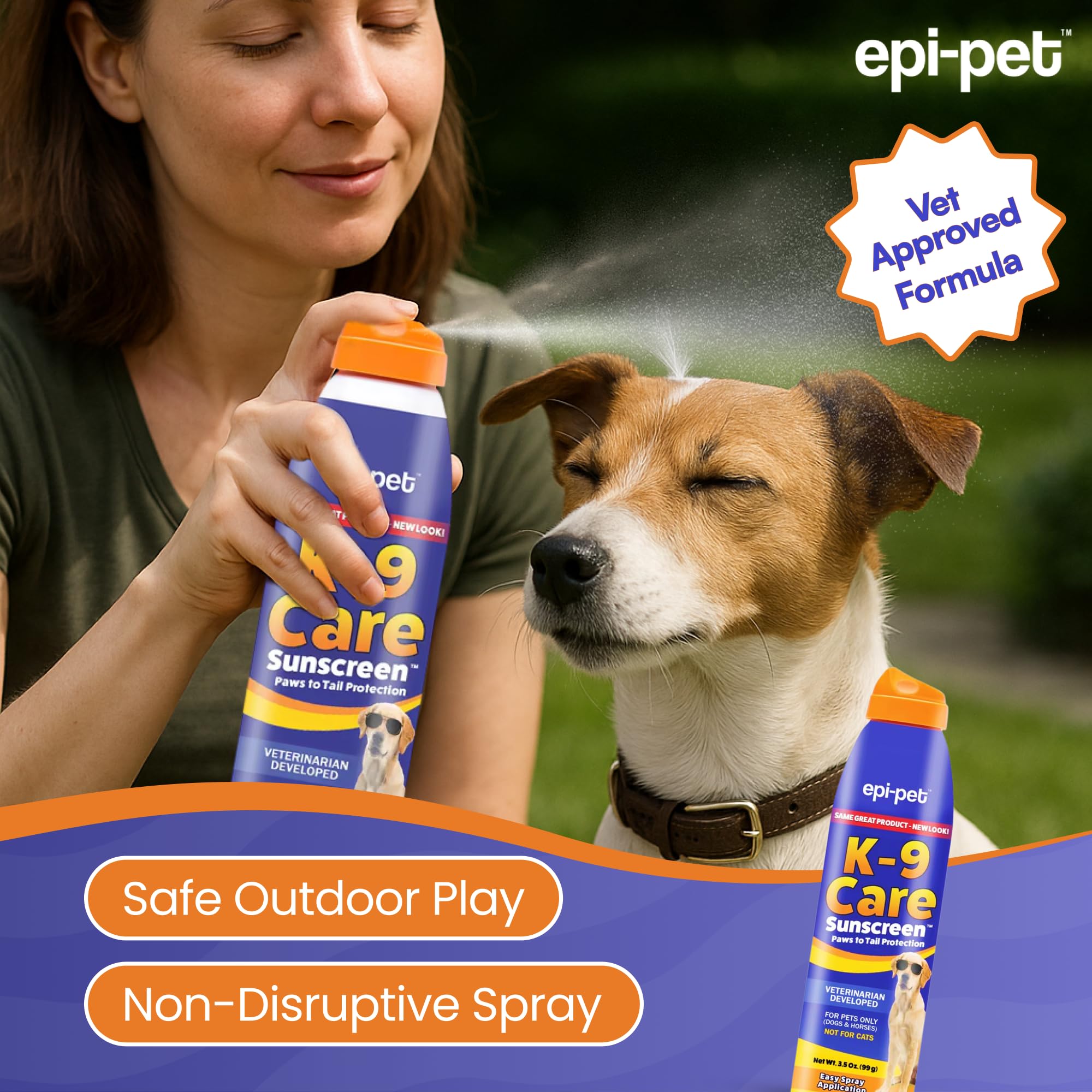 Epi-Pet K-9 Care Sunscreen Spray, SPF 30+, Non-Greasy, 4 oz - Protects Dogs & Horses from Sunburn, Transparent Formula