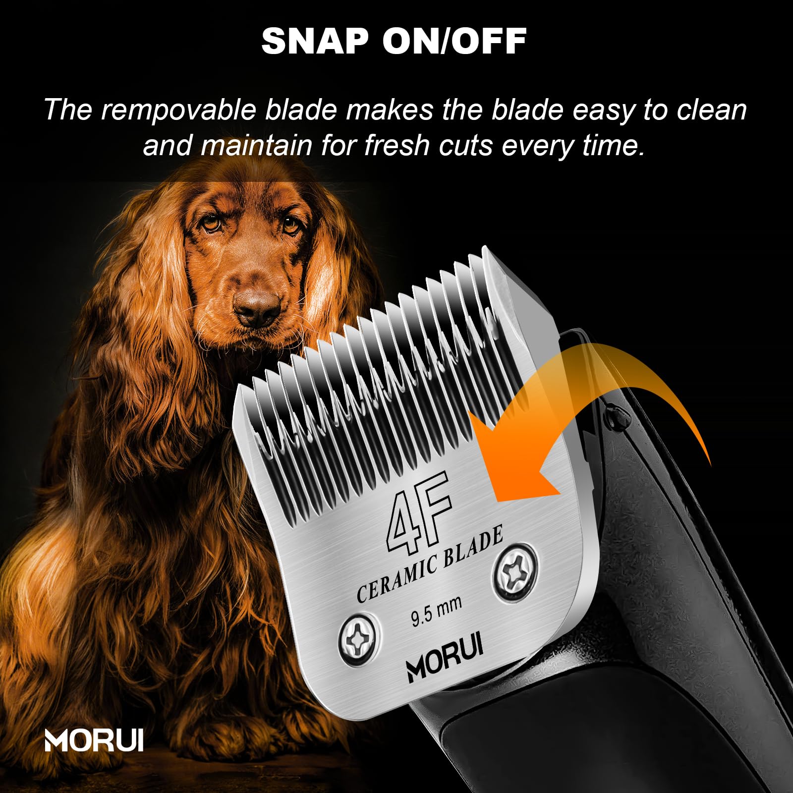 Morui 4F Cut Length 3/8'(9.5Mm) Detachable Ceramic Pet Dog Clipper Blades Compatible With Most Andis,Oster A5 Wahl Km Series Cl