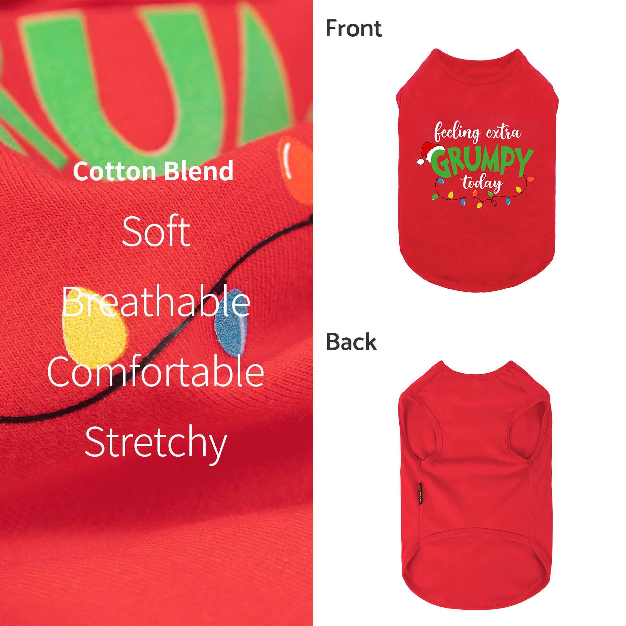 Fitwarm Feeling Extra Grumpy Today Funny Dog Shirt, Christmas Dog Clothes For Small Dogs Boy Girl, Holiday Doggy Tank Top, Pet O