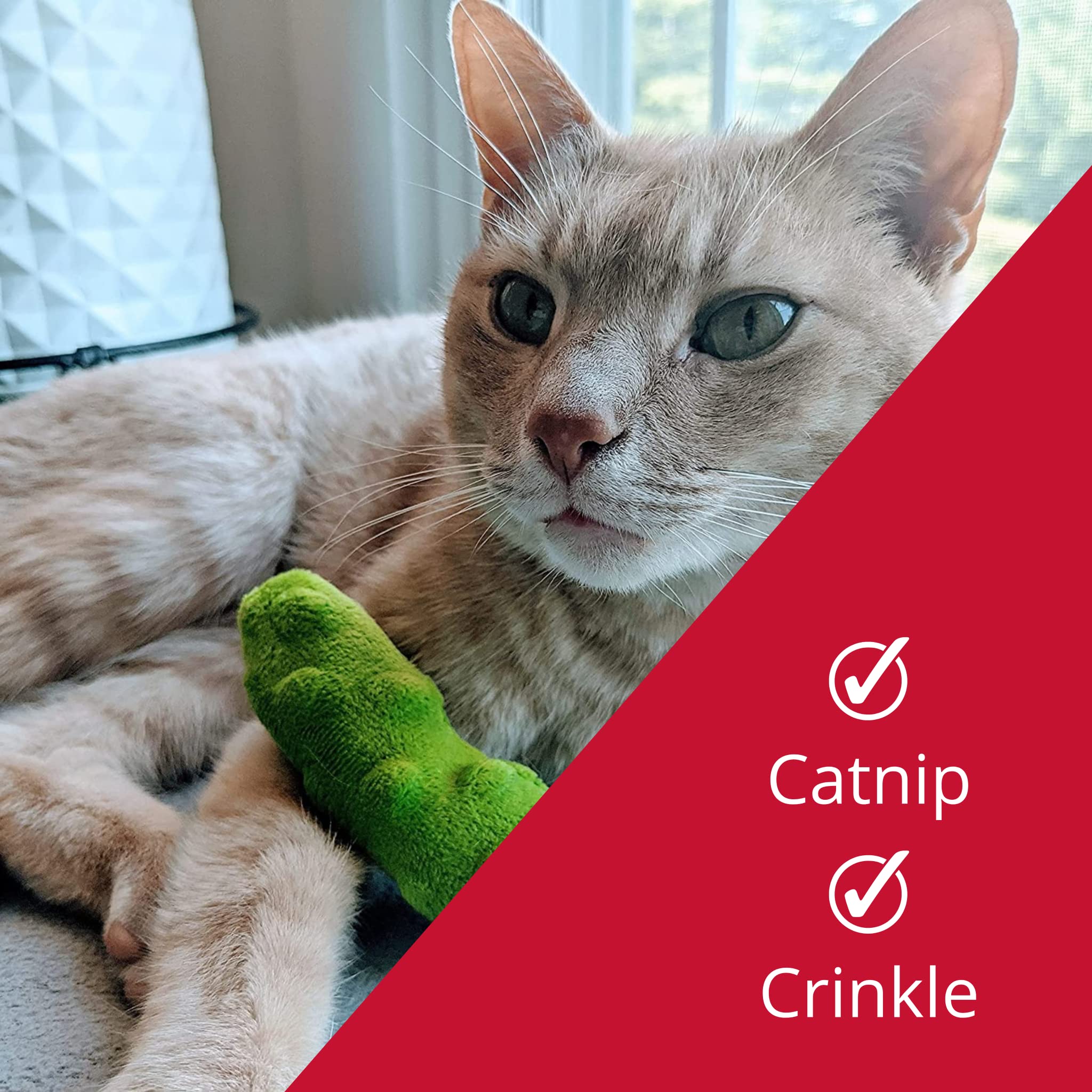 Huxley & Ket Plush Cat Toy | Pickle | Snack Attack Strong Catnip Filled Cat Toy | Plush Interactive Kitten And Cat Toy With Catnip And Crinkle | Kittybelles