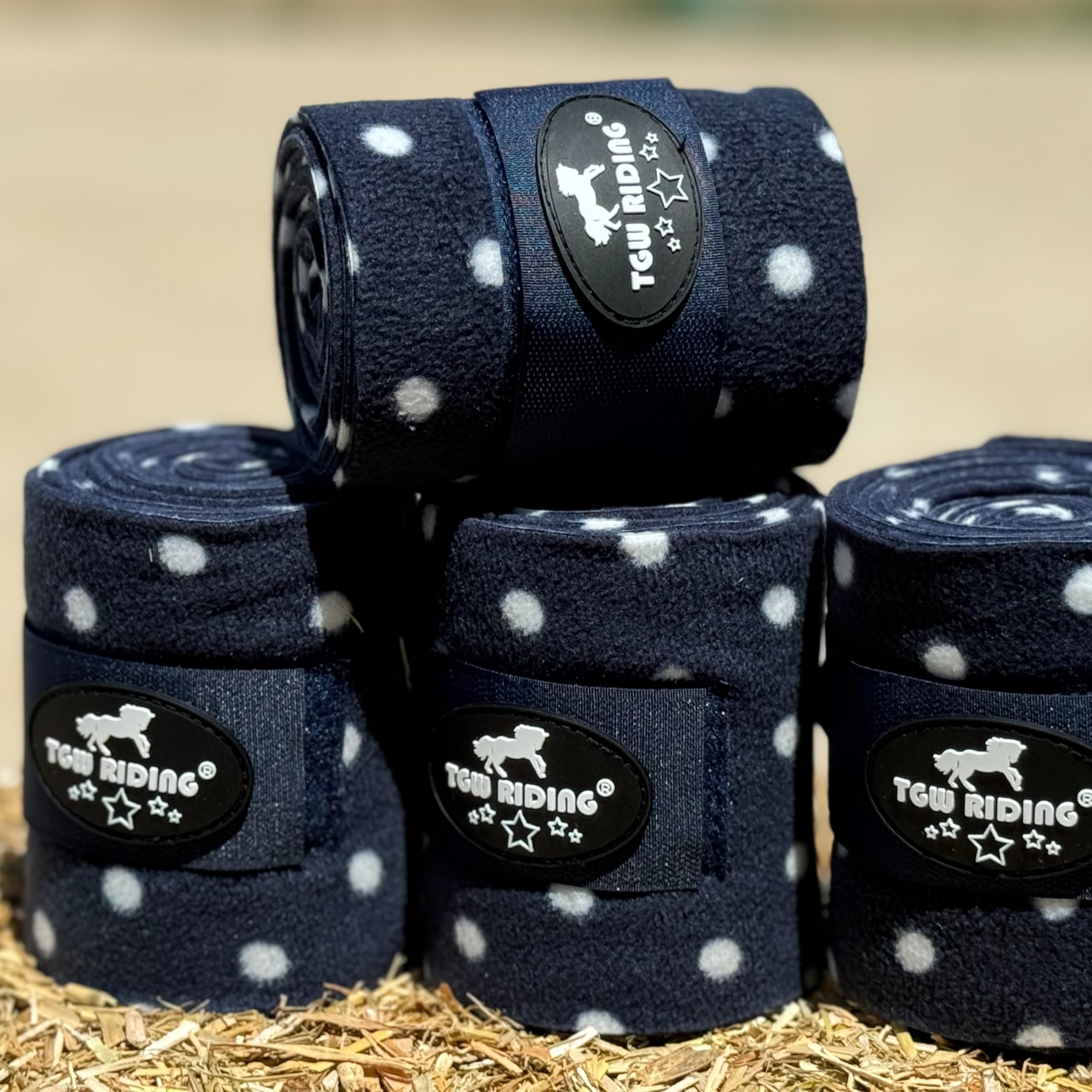 Tgw Riding Horse Polo Leg Wraps, Equine Fleece Polo Wraps (Set Of 4) - Horse Leg Bandages (Navy Blue)