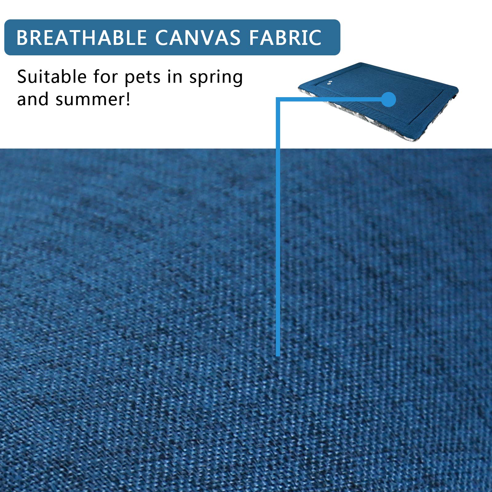 Kroser Fancy Dog Crate Pad Dog Bed Mat Reversible (Cool & Warm), Dog Bed Pad With Machine Washable, Dog Crate Mat For Small To Xxx-Large Dogs, Grey, Navy, Star Pattern