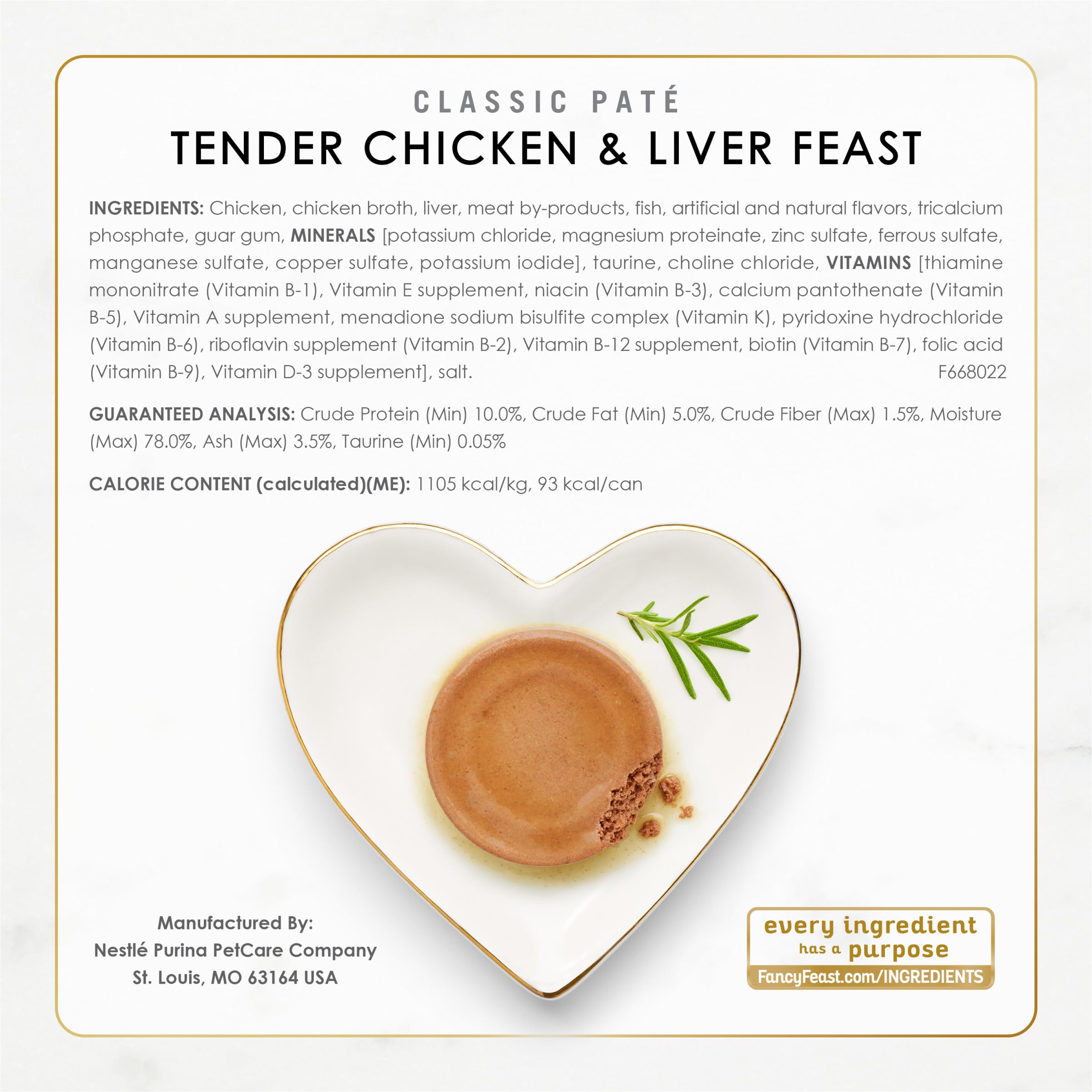 Purina Fancy Feast Chicken and Beef Classic Pate Collection Grain Free Wet Cat Food Variety Pack - (Pack of 24) 3 Oz. Pull-Top C