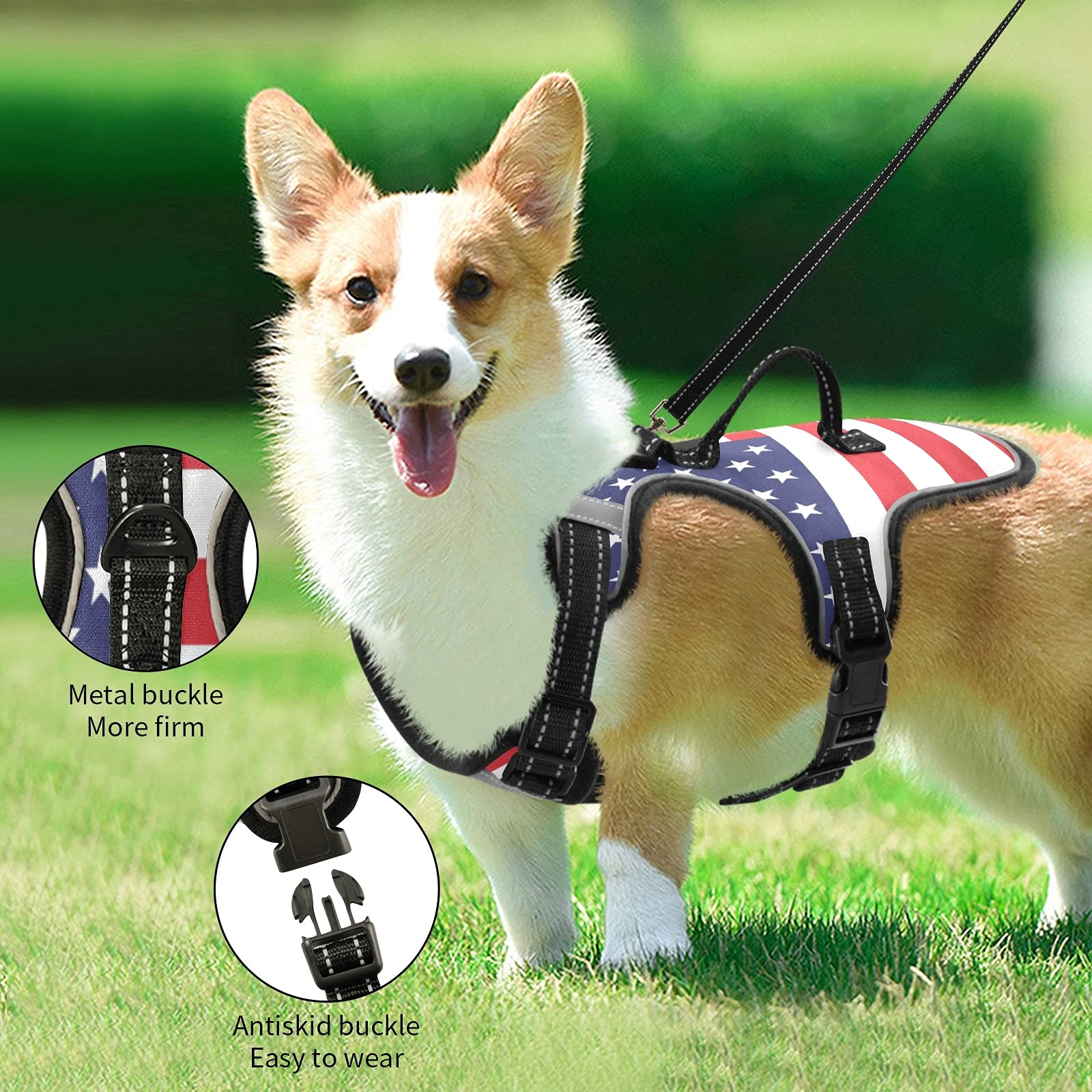 Staytop Dogcat Harness,Adjustable Soft Padded Pet Dog Vestreflective Nochoke Pet Harness Easy Control Front Clip For Small, Medi