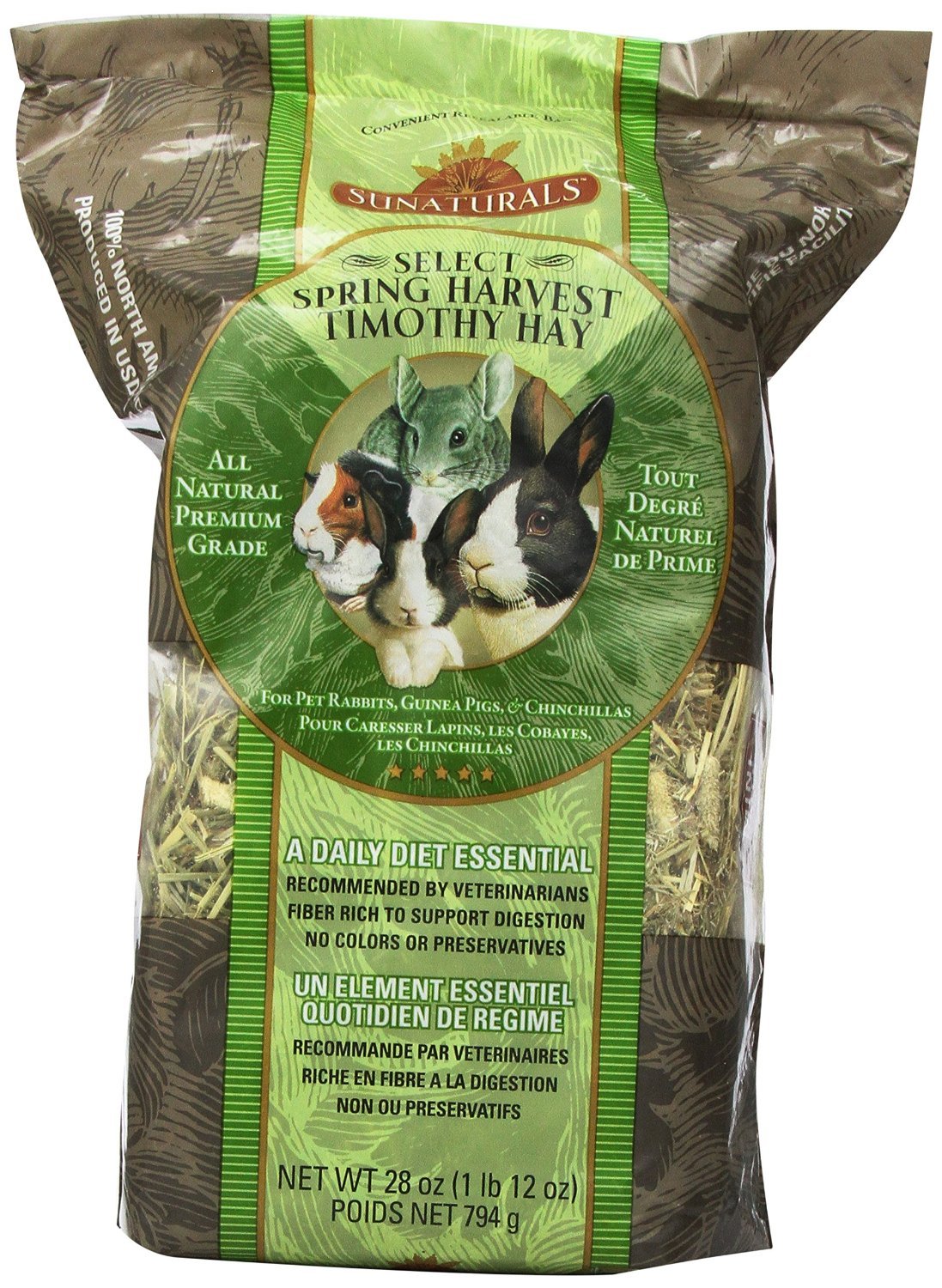 Sun Seed Company Sss88042 6-Pack Sunnatural Select Spring Harvest Small Animal Timothy Hay, 28-Ounce