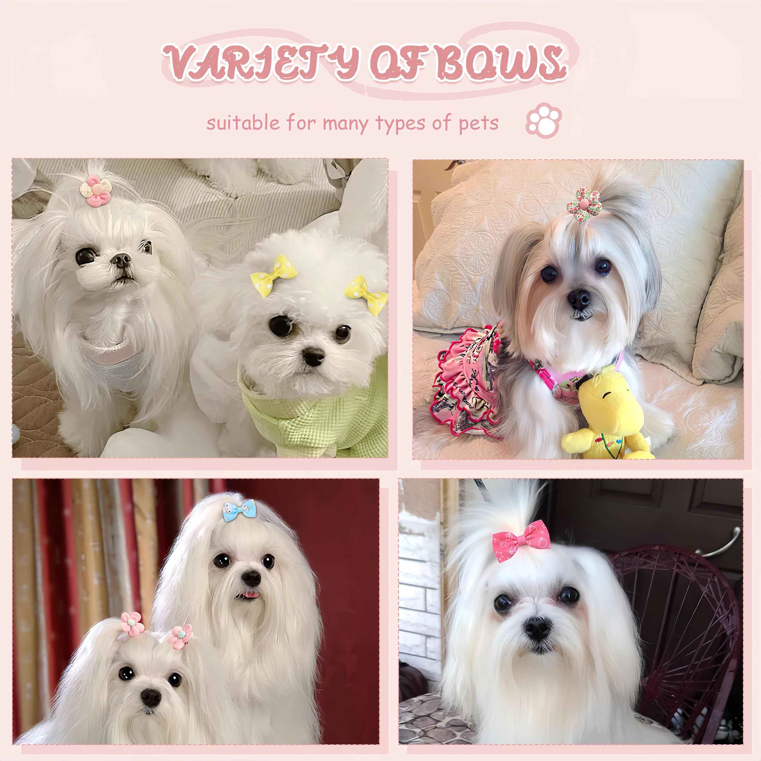Yxiang Puppy Hair Bows Accessories Set For Small Dogs Yorkie, Handmade 20Pcs Dog Hair Bows, 10Pcs Flower Rubber Ties Pet Groomin