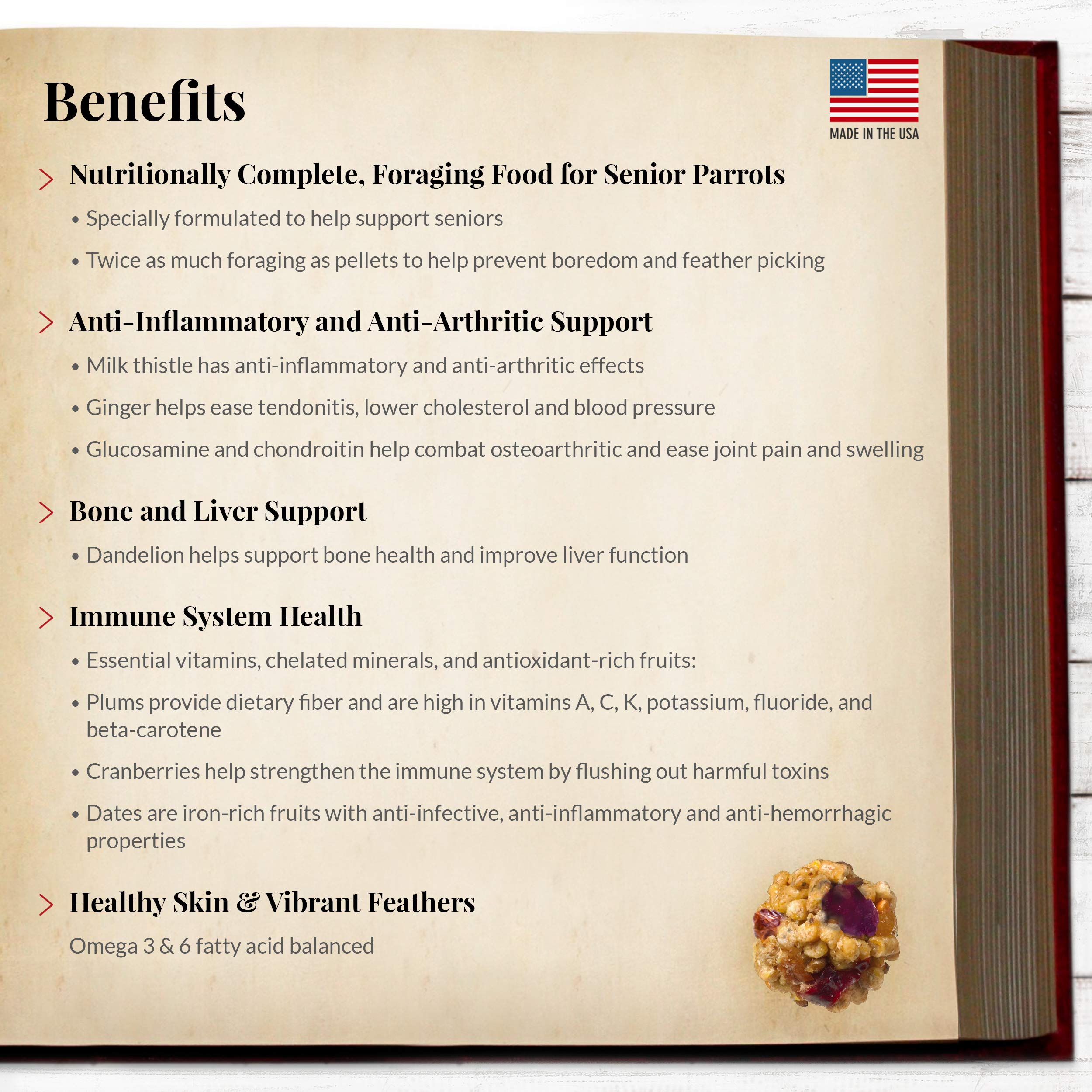 LAFEBERS Senior Bird Nutri-Berries Pet Bird Food, Made with Non-GMO and Human-Grade Ingredients, for Parrots, 3 lb