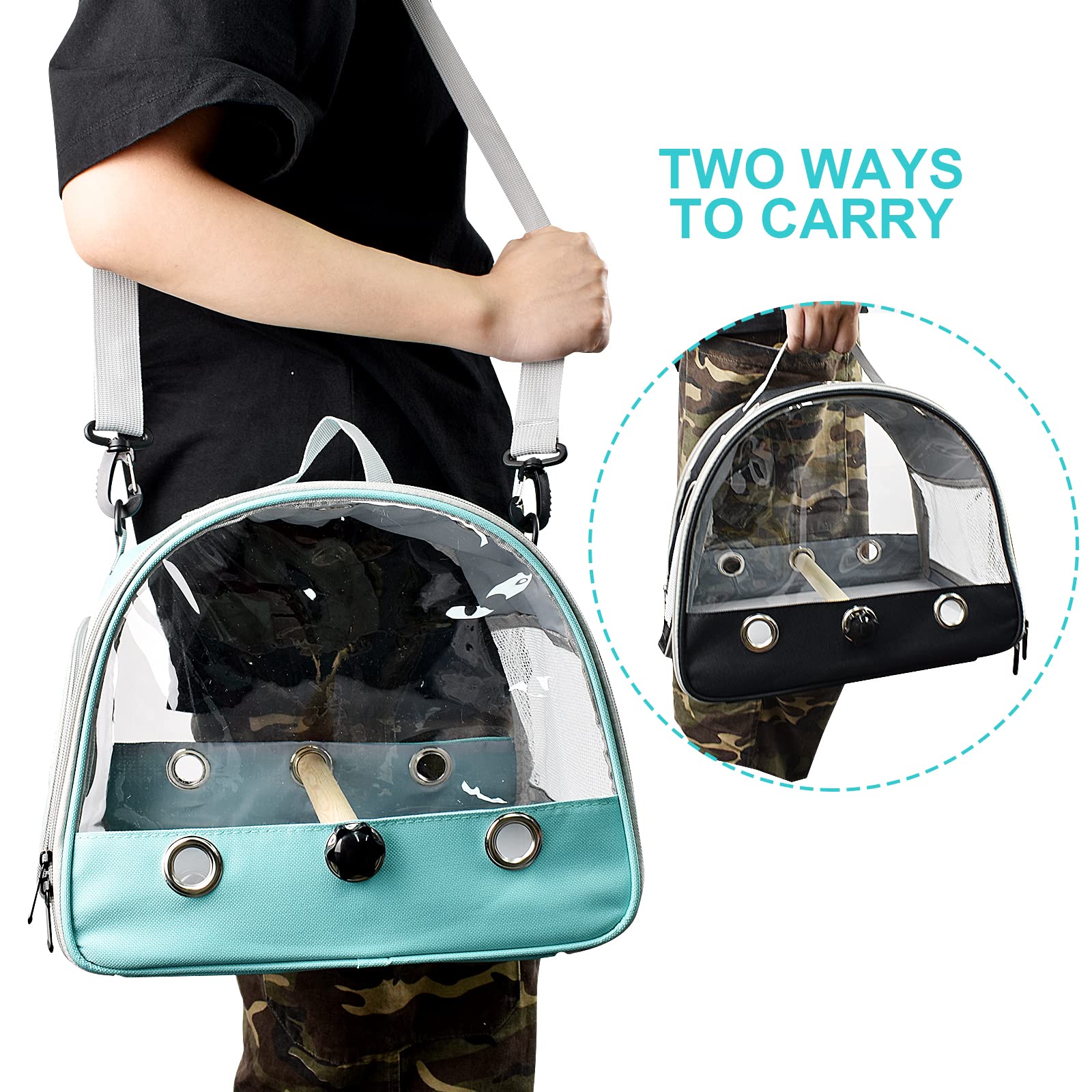 Bird Travel Carrier With Standing Perch ,Lightweight Breathable Parrot Outgoing Bags, Small Pet Carrier Bag With Shoulder Strap,Bird Rat Guinea Pig Squirrel Carrier