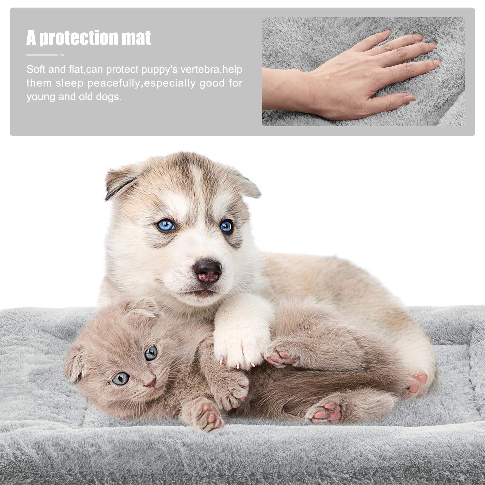 Siwa Mary Dog Bed Mat Soft Crate Pad Washable Anti-Slip Mattress For Large Medium Small Dogs And Cats Kennel Pad(40'' X 27'' Grey)