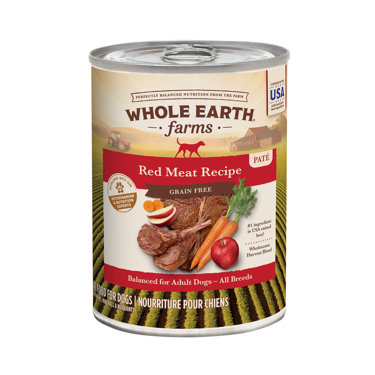 Whole Earth Farms Premium Grain Free And Gluten Free Real Meat Canned Adult Wet Dog Food, Red Meat Recipe - 12.7 Oz Can