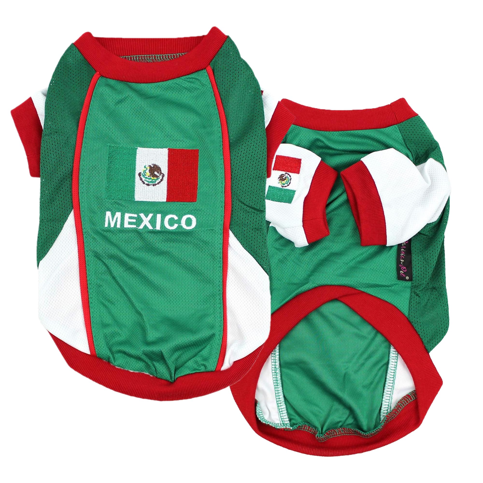 Parisian Pet Dog Jersey - Embroidered  Mexico  Breathable Mesh Fabric - Football, And Olympic Sportswear Mexico Dog Clothes - Li