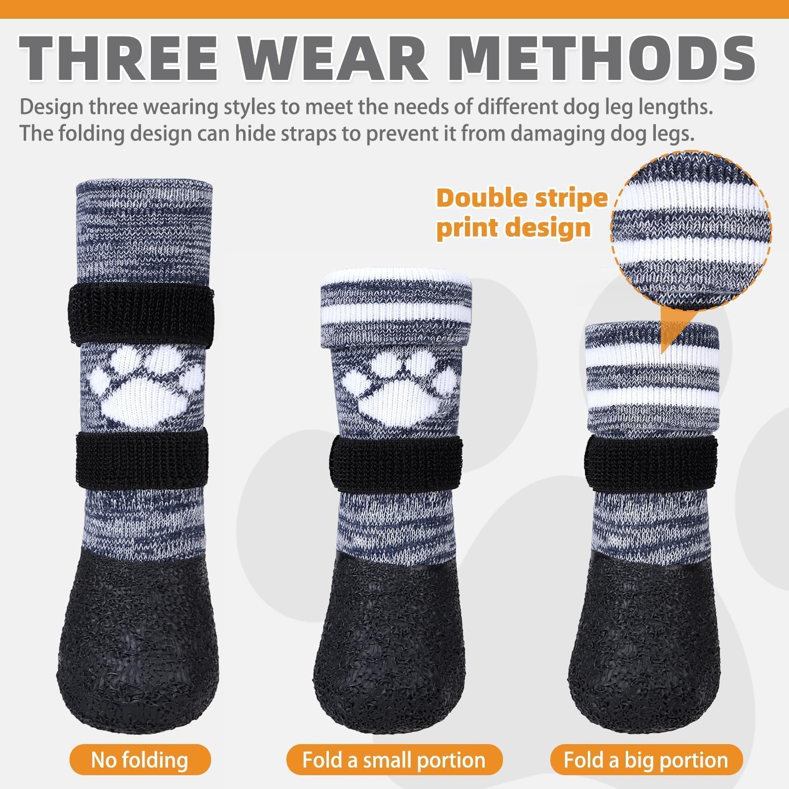 KOOLTAIL Anti Slip Dog Socks to Prevent Licking Paws for Hot/Clod Pavement,Waterproof Long Snow Dog Boots&Paw Protectors with St