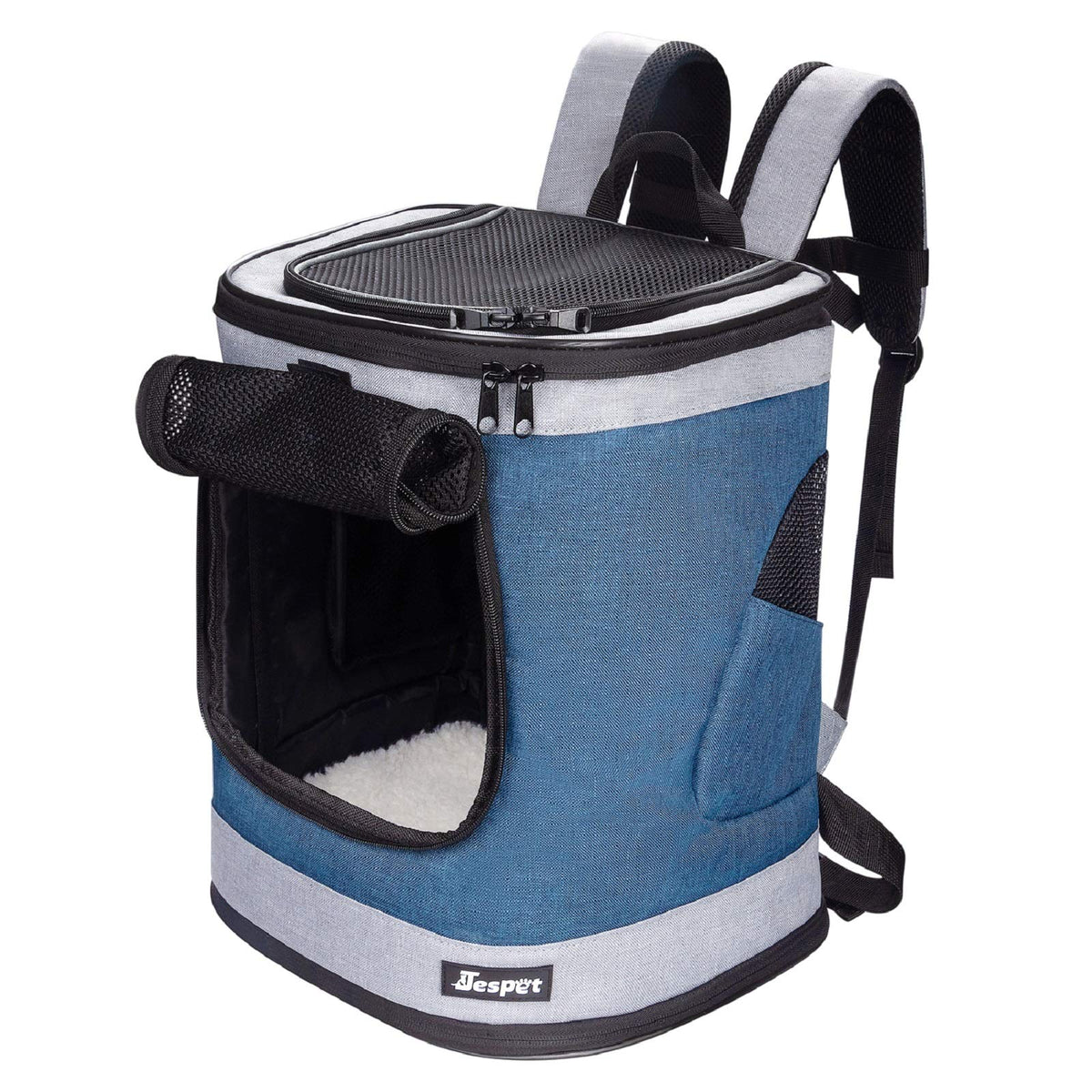 Jespet & Goopaws Pet Backpack Carrier For Small Dog, Puppy, Soft Carrier Backpack Ideal For Traveling, Hiking, Walking And Outdoor Activities With Family (Blue Grey)