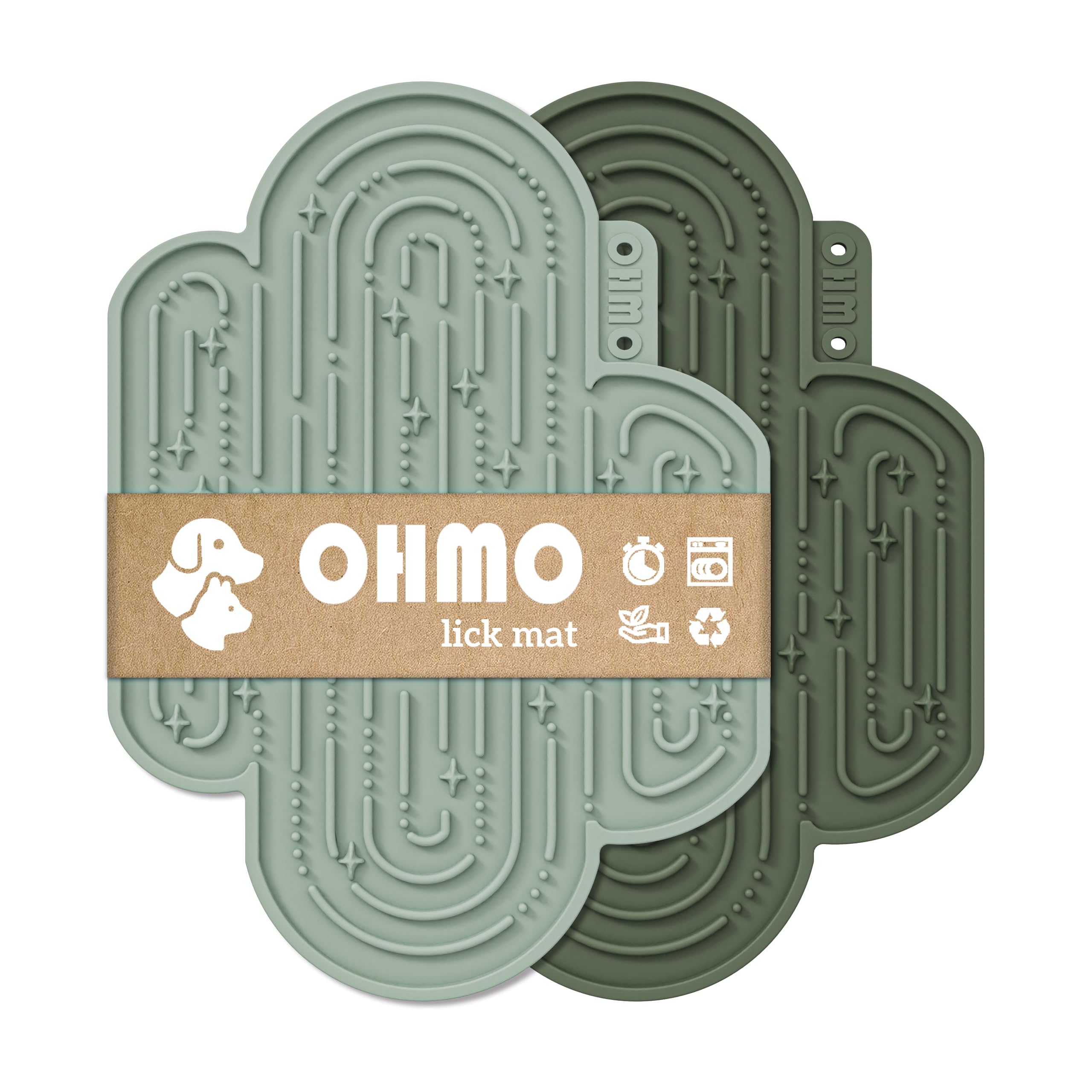 Ohmo Lick Mat For Dogs And Cats Large(2 Pack) Cactus Design Easy To Clean Pet Slow Feeder With Suction Cups, For Anxiety Relief 