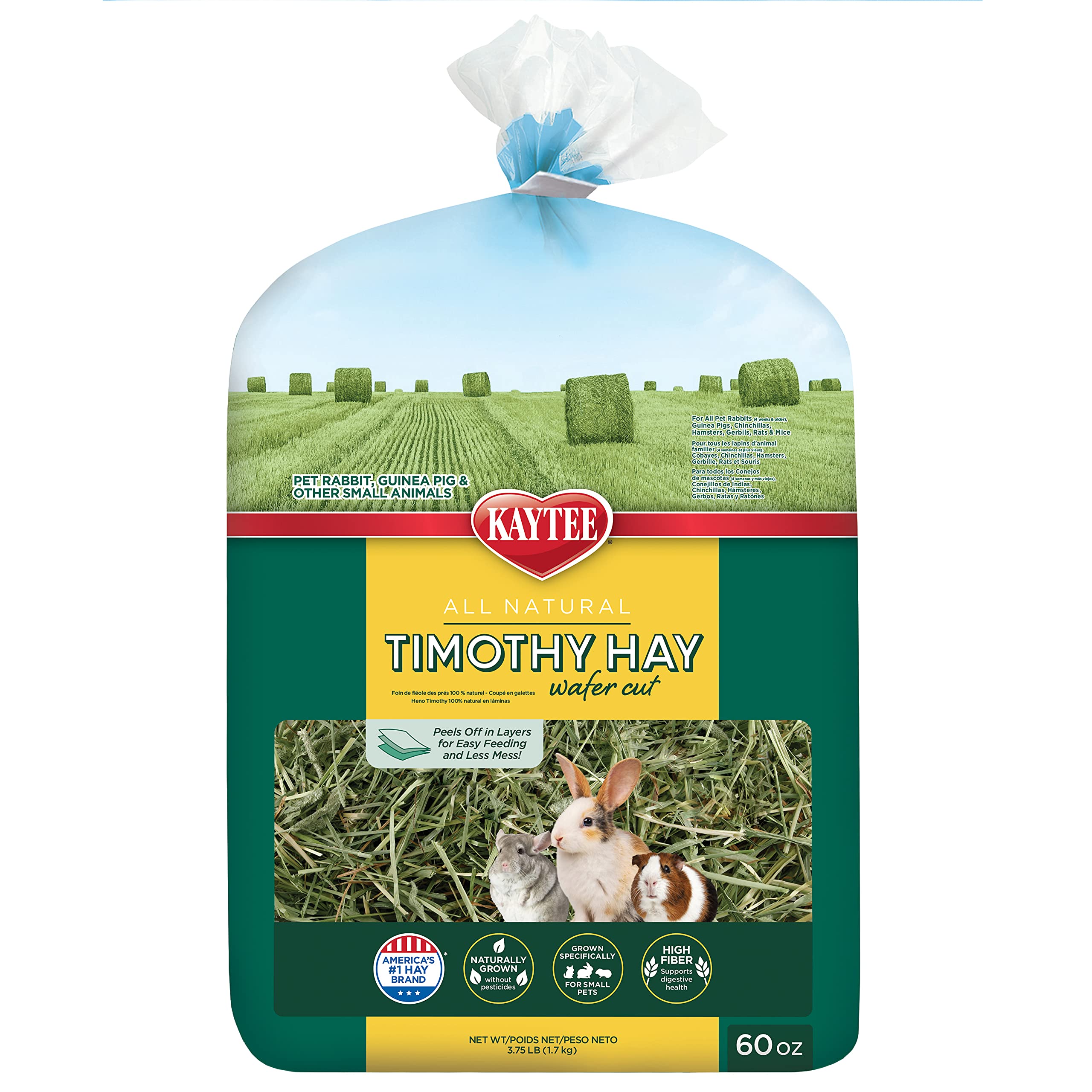 Kaytee Wafer Cut All Natural Timothy Hay for Pet Guinea Pigs, Rabbits & Other Small Animals, 11.25 Pounds