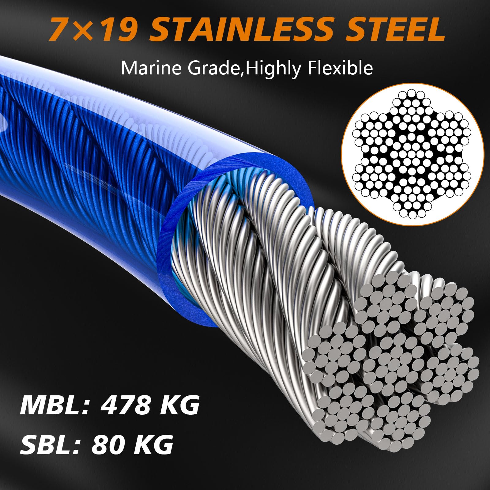 Xiaz 30Ft Tie Out Cable For Dogs, Dog Leads For Yard Chew Proof, Heavy Duty Pet Tie Out Cable For Large Dogs Up To 250Lbs,Durabl