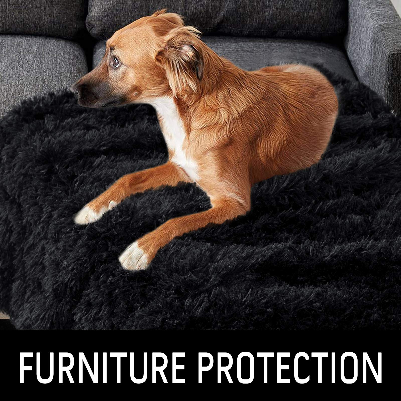 Lochas Luxury Fluffy Dog Blanket, Extra Soft And Warm Sherpa Fleece Pet Blankets For Dogs Cats, Plush Furry Faux Fur Puppy Throw Cover, 40''X60'' Black