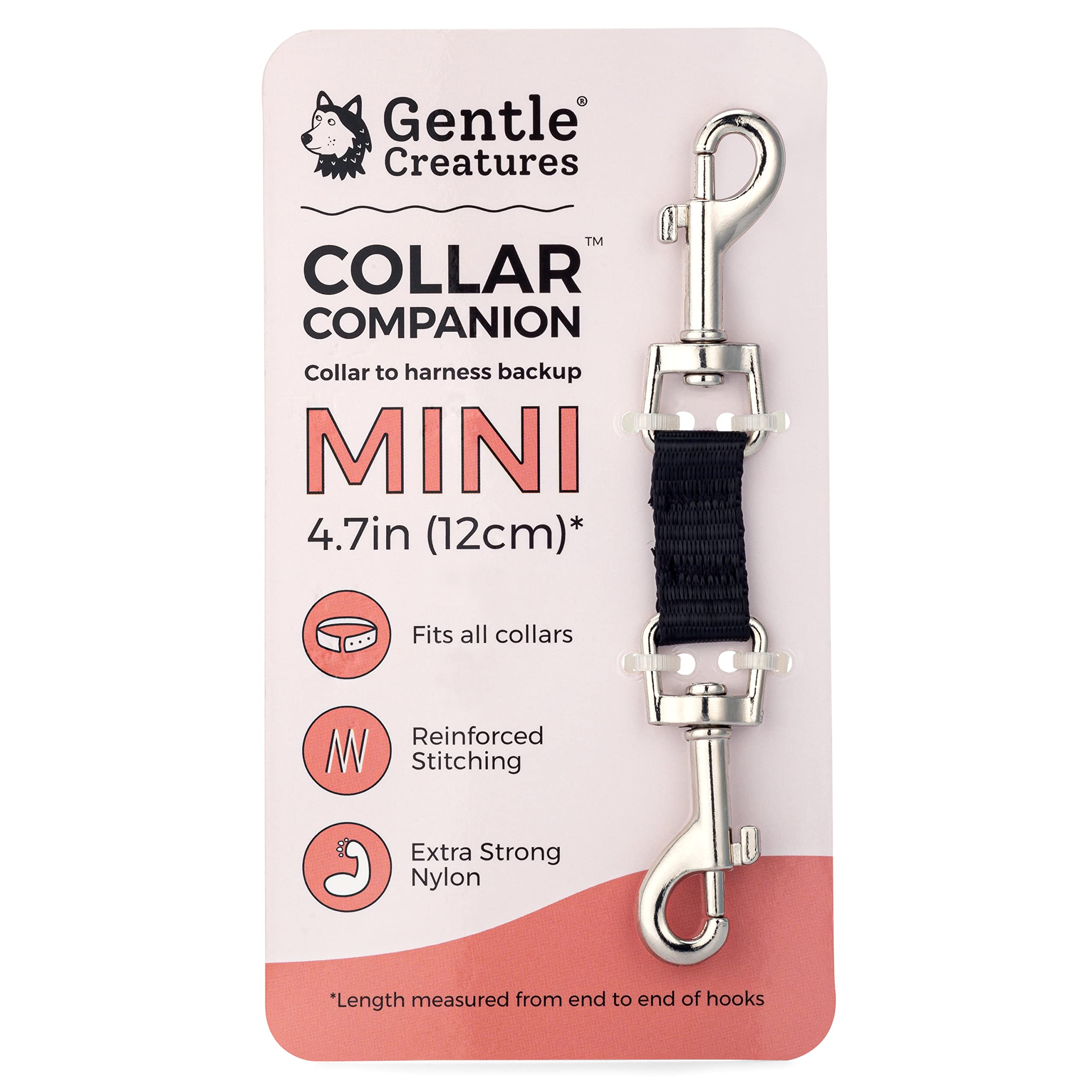 Gentle Creatures Collar Companion - Mini To Small Dogs Collar Backup Clip For Dog Harness, Prong Collar, Pinch Collar, Gentle Le