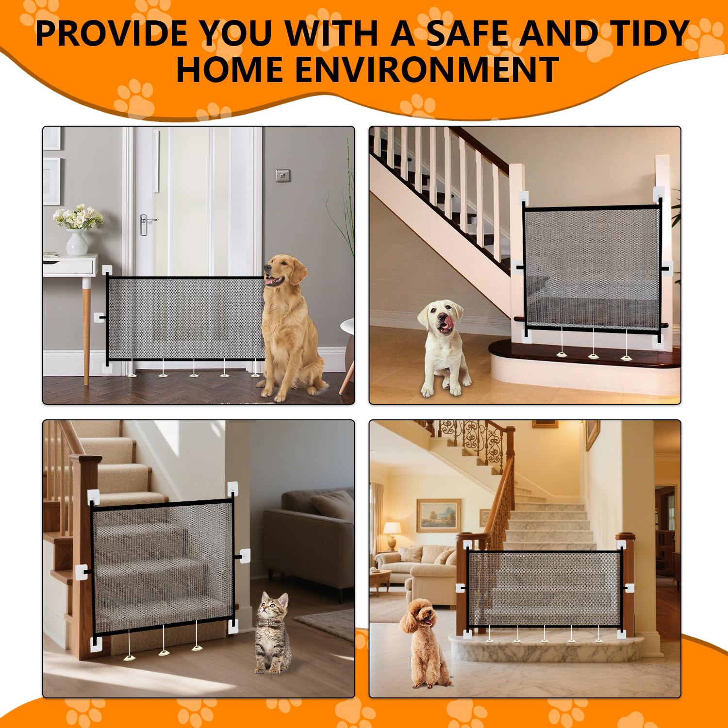 Dog Gate for Stairs & Doorways, Pet Gates for The House, Dogs Screen Mesh Gate for Pets, 43    W x 28 H