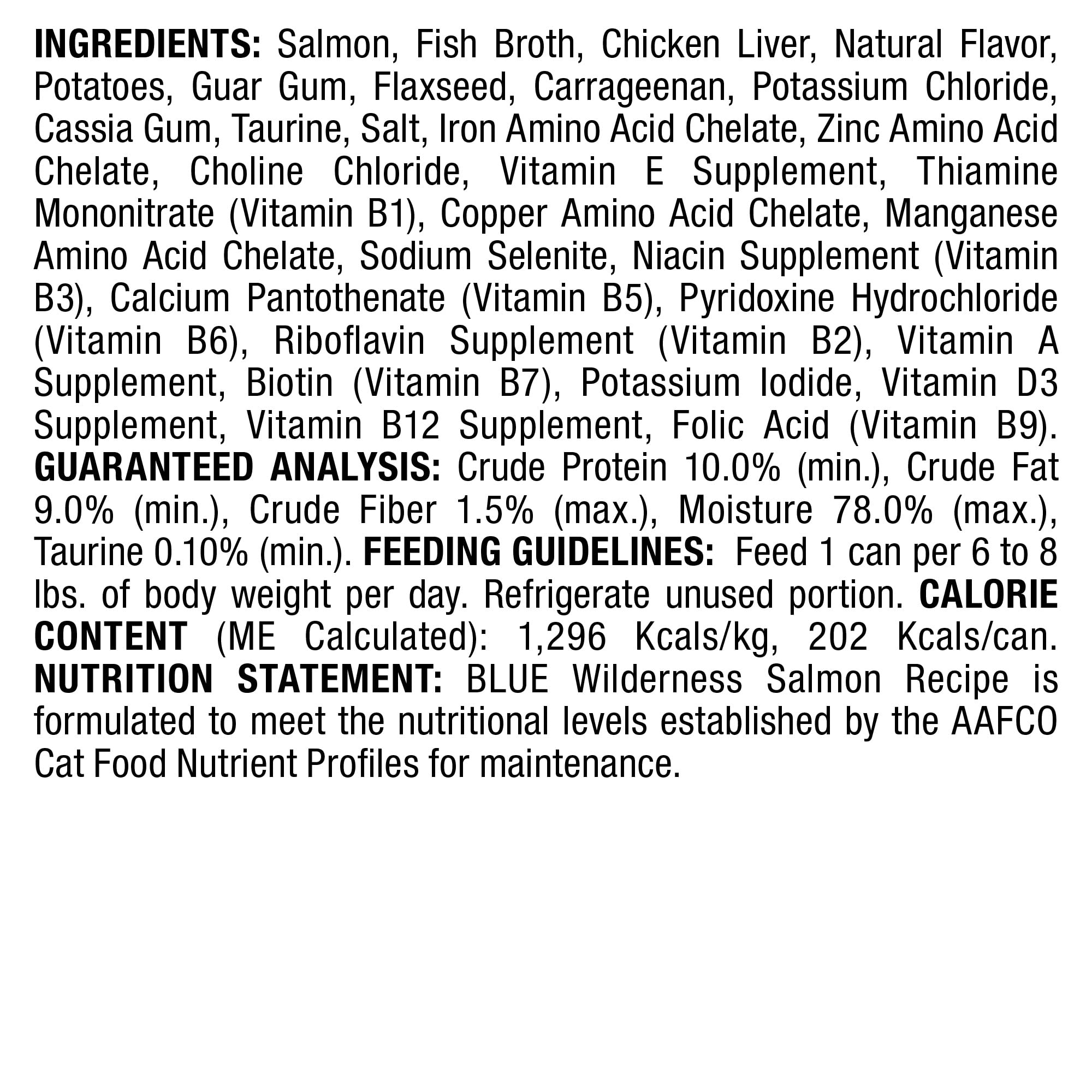 Blue Buffalo Wilderness Natural High-Protein Grain-Free Wet Food for Adult Cats, Salmon Pat  , 5.5-oz. Cans, 24 Count