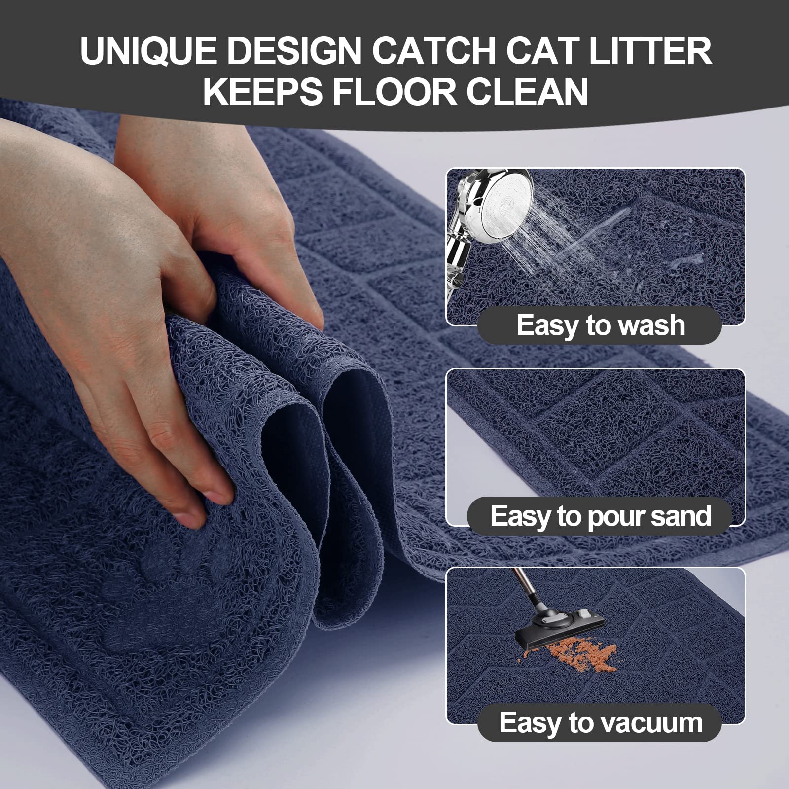 Motsamla Cat Litter Mat, Litter Trapping Mat Soft On Kitty Paws, 47'' X 35'' Kitten Litter Box Mat For Cleaner Floors, Waterproo