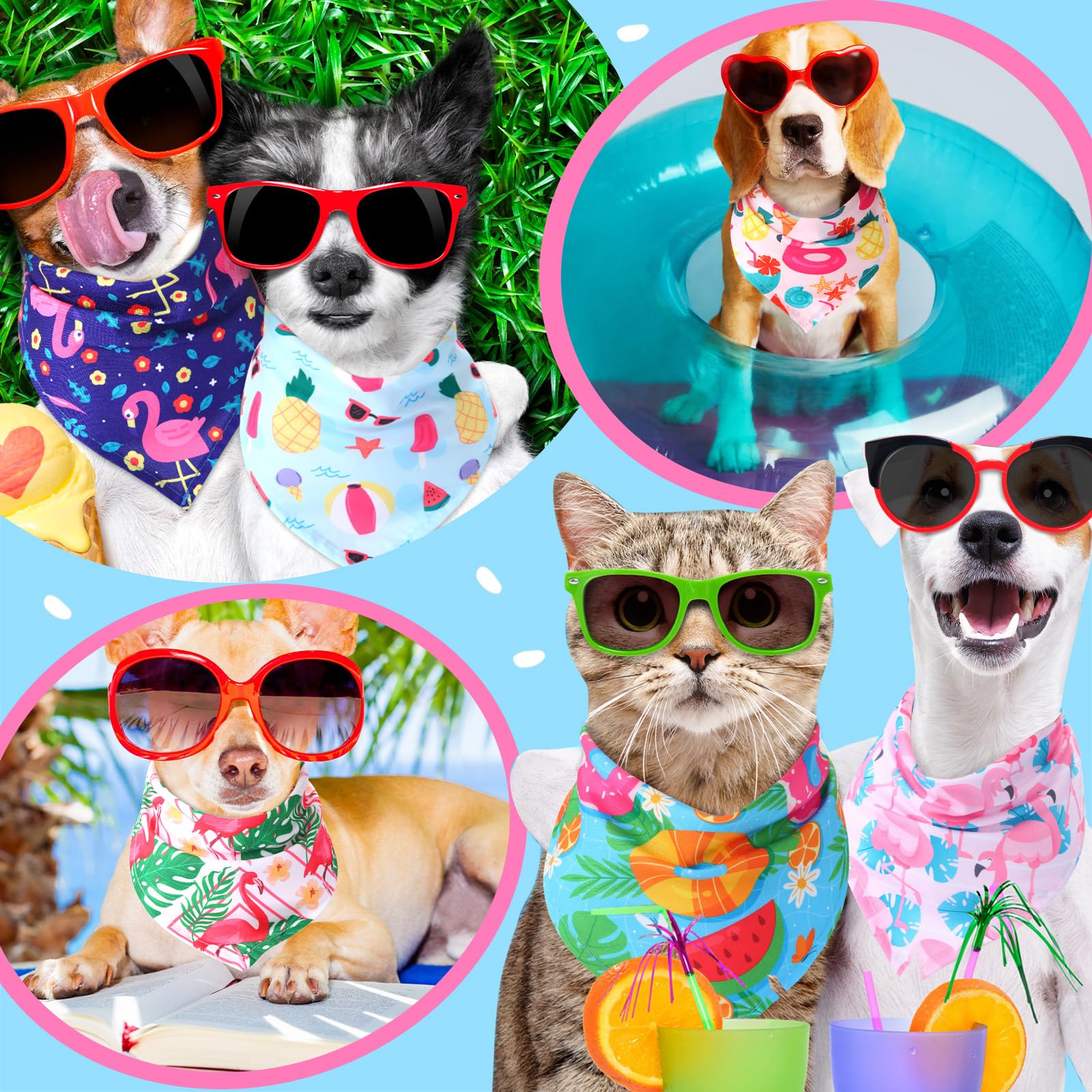 Sweetude 100 Pieces Dog Bandanas Bulk, Bandanas for Dogs Pet Triangle Scarf, Puppy Dog Kerchief Bibs for Medium Small Pets Costu