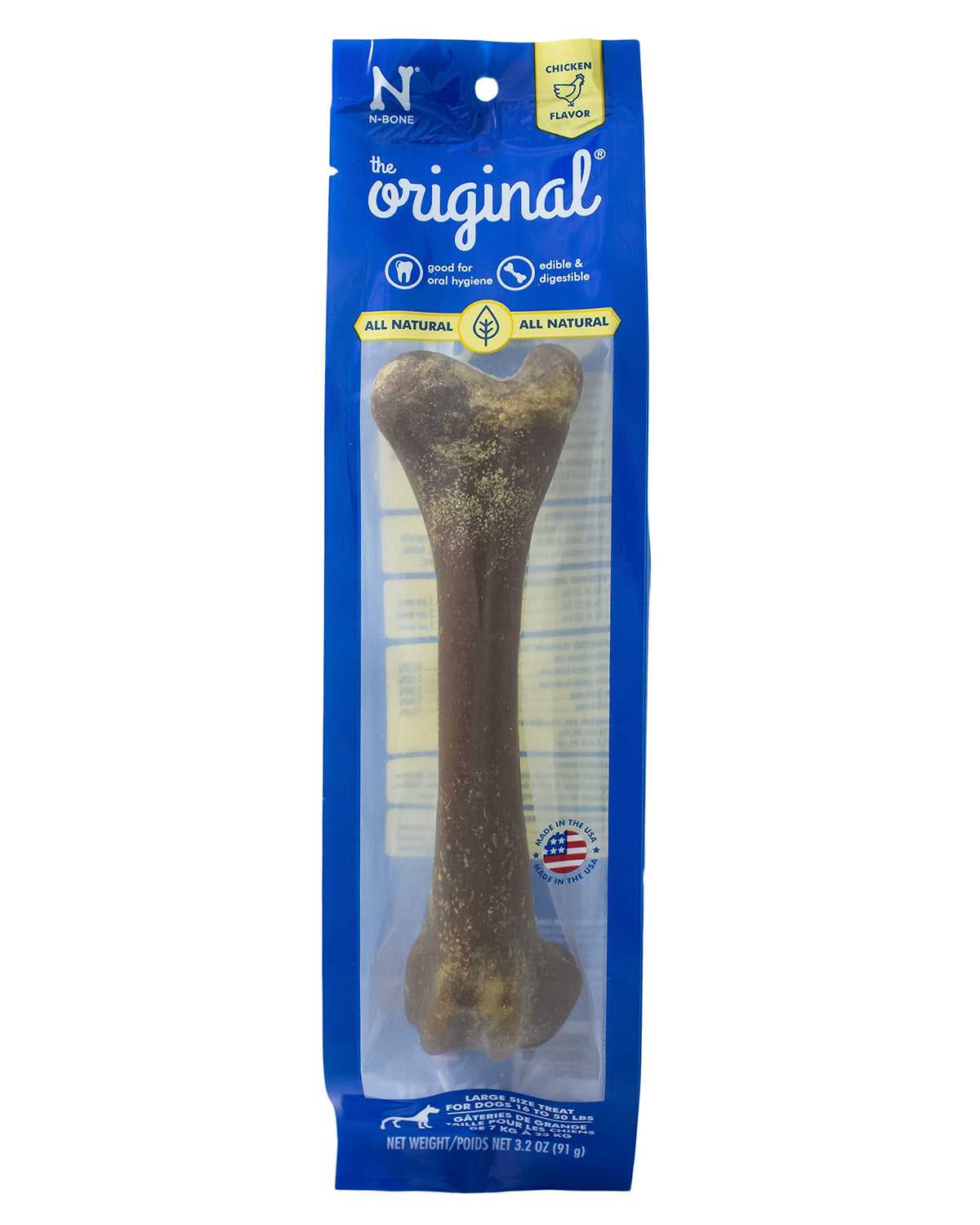 N-Bone The Original Bagged Bone Treat For Dogs, Large, Chicken Flavor, 3.7 Ounce