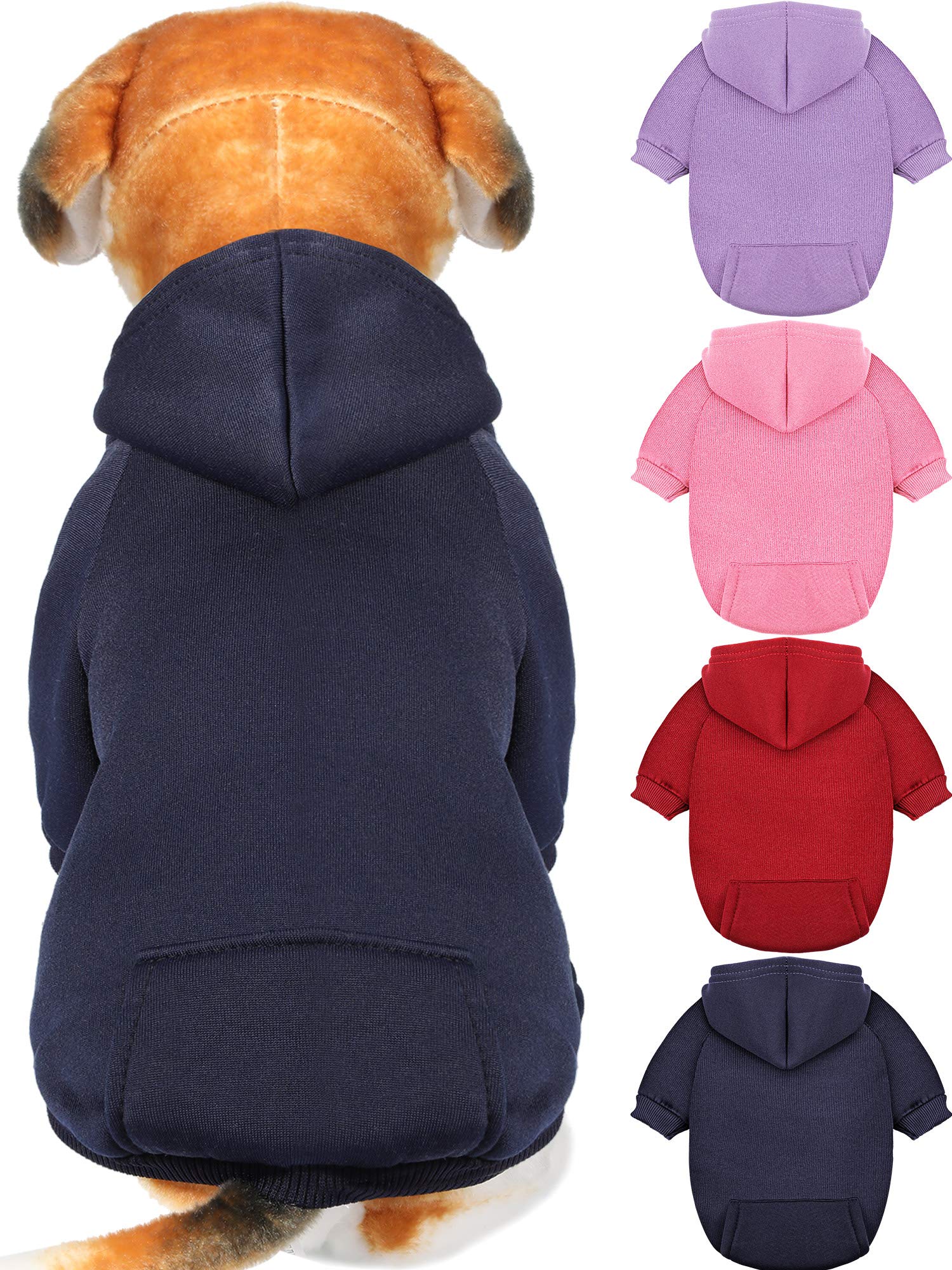 Syhood 4-Piece Small Dog Sweater Set - Dog Hoodie Clothes With Hat For Small Dogs, Chihuahua, Winter Warm Hoodies & Coat With Po