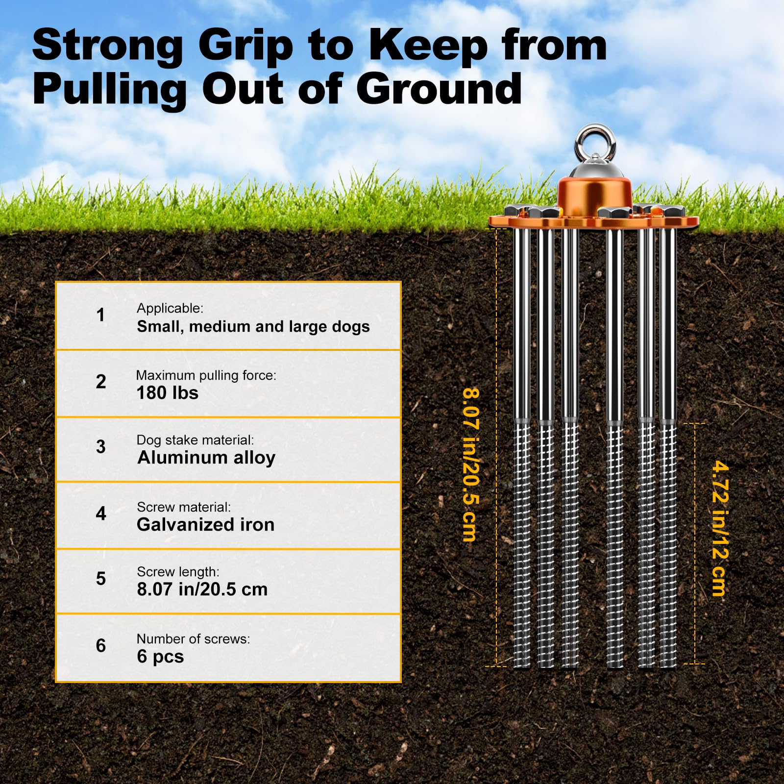 Tivray Dog Tie Out Stake And Cable, 360 Swivel Stake No Tangle, Heavy Duty Tether For Yard With 30 Ft Cable, 6 Screw, Dog Runner