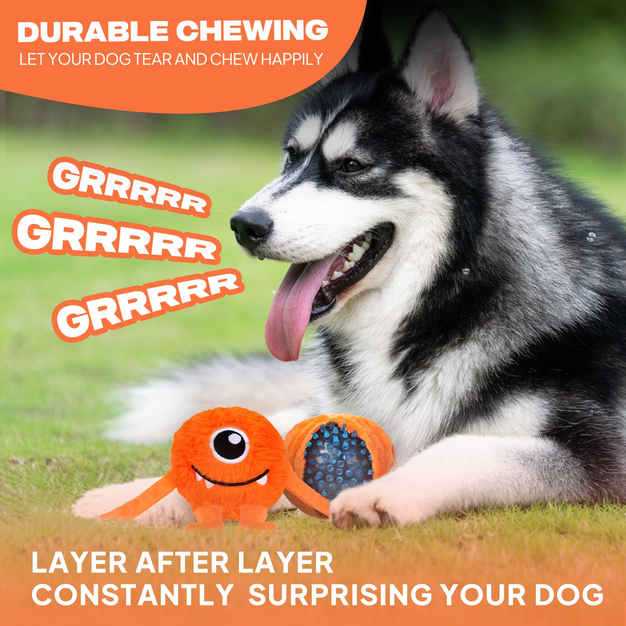 Fida Dog Chew Toys For Aggressive Chewers(3In1), Squeaky Dog Toys For Large Dogs, Interactive Dog Toys To Keep Them Busy, Dog Ba