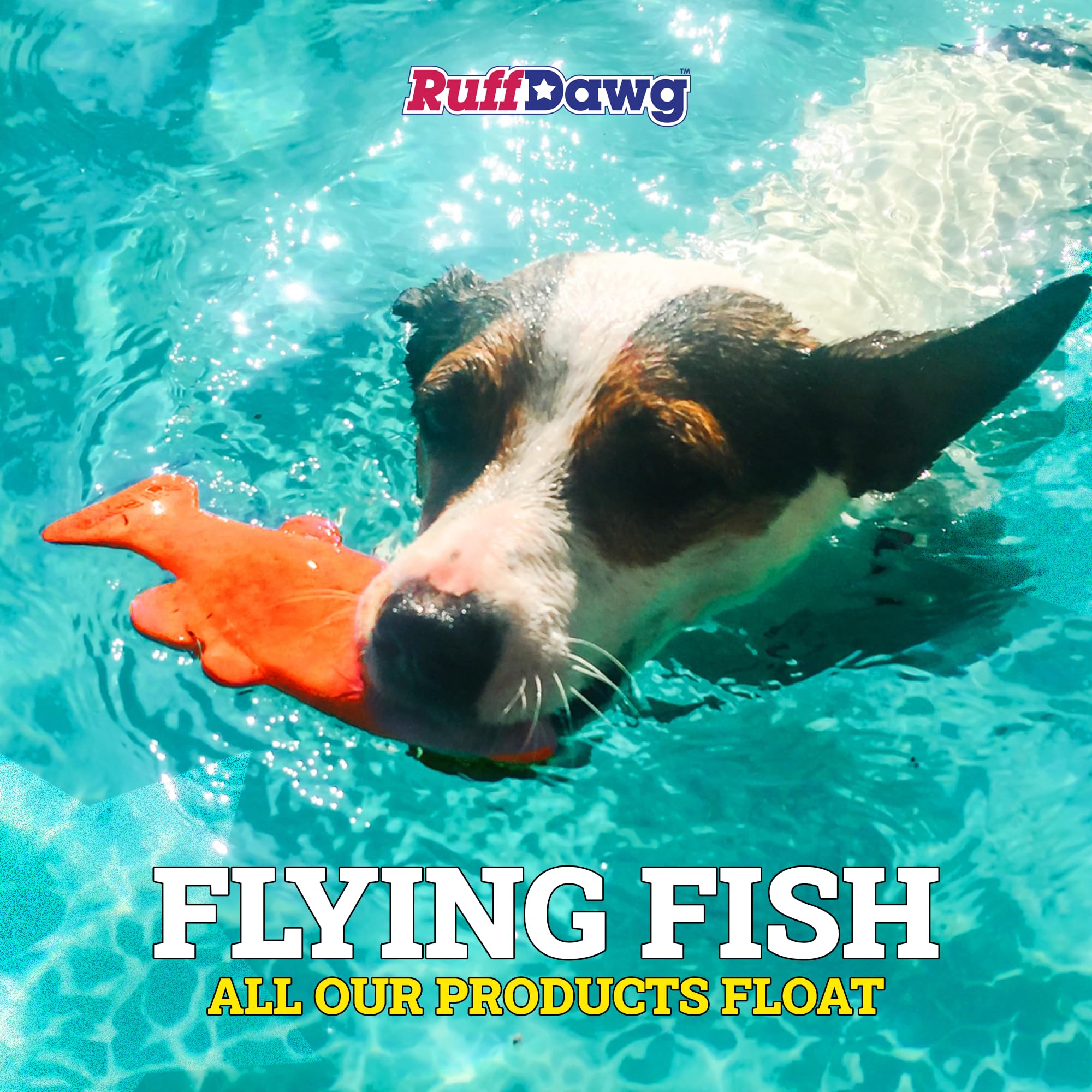 Ruff Dawg Flying Fish - Durable Floating Dog Toy For Water & Land Play - For All Breeds - Made In The Usa - Bright Neon Colors For Visibility And Fun